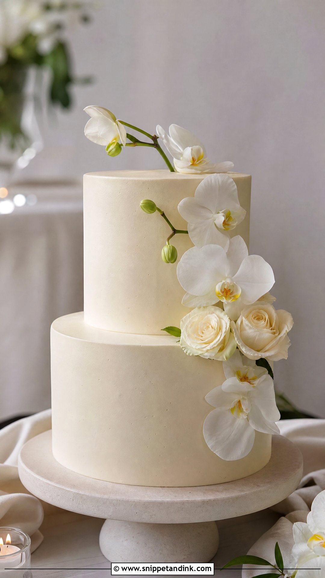 Minimal Flower Wedding Cake - Snippet and Ink - 20 Wedding Cake Flowers Ideas