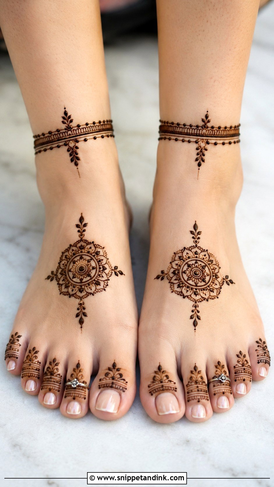 Minimal Foot Mehndi Design - Snippet and Ink - 35 Foot Mehndi Designs