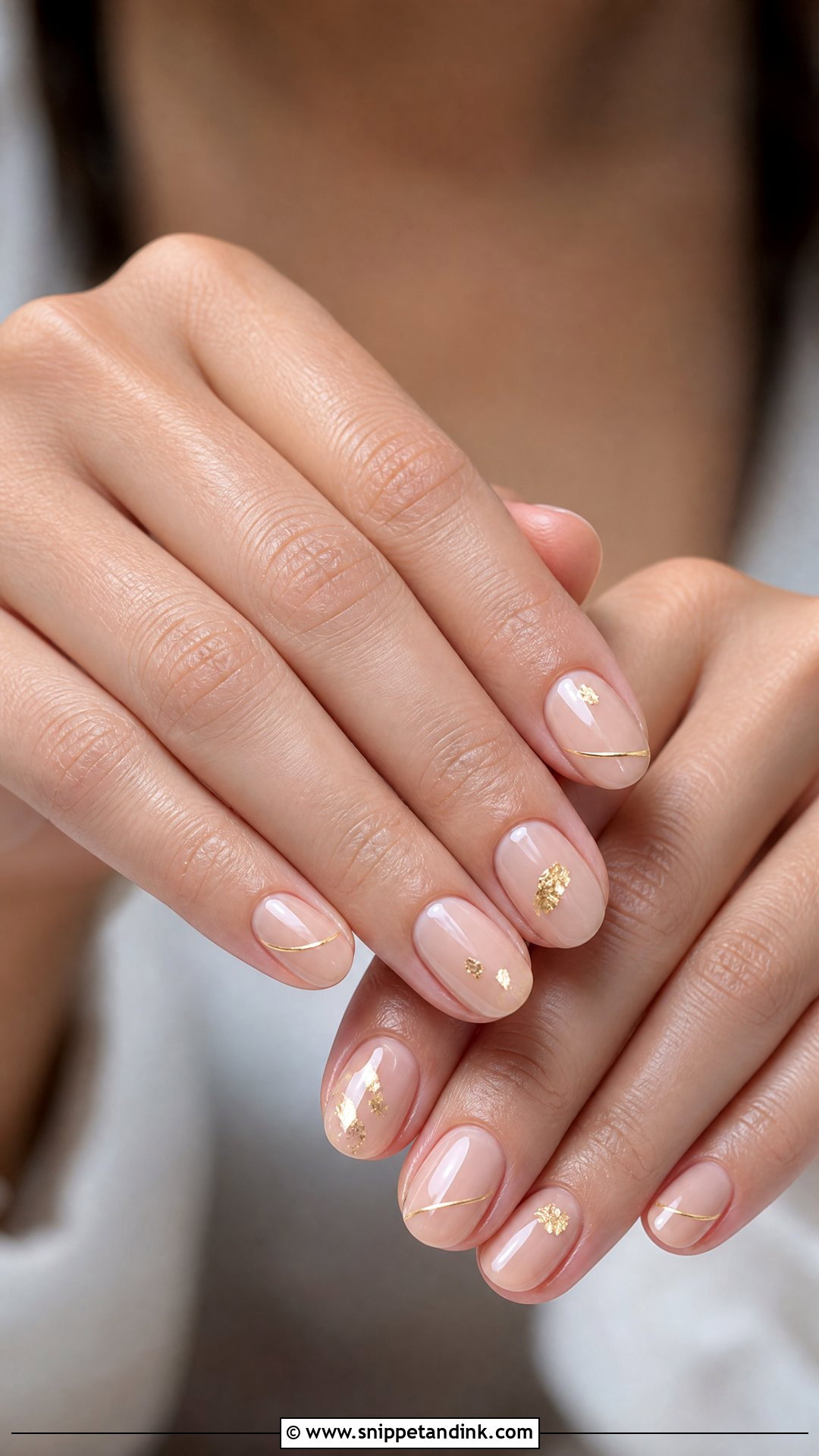 Minimal Gold Bridal Nails - Snippet and Ink - 25 Simple Bridal Wedding Nails for Bride