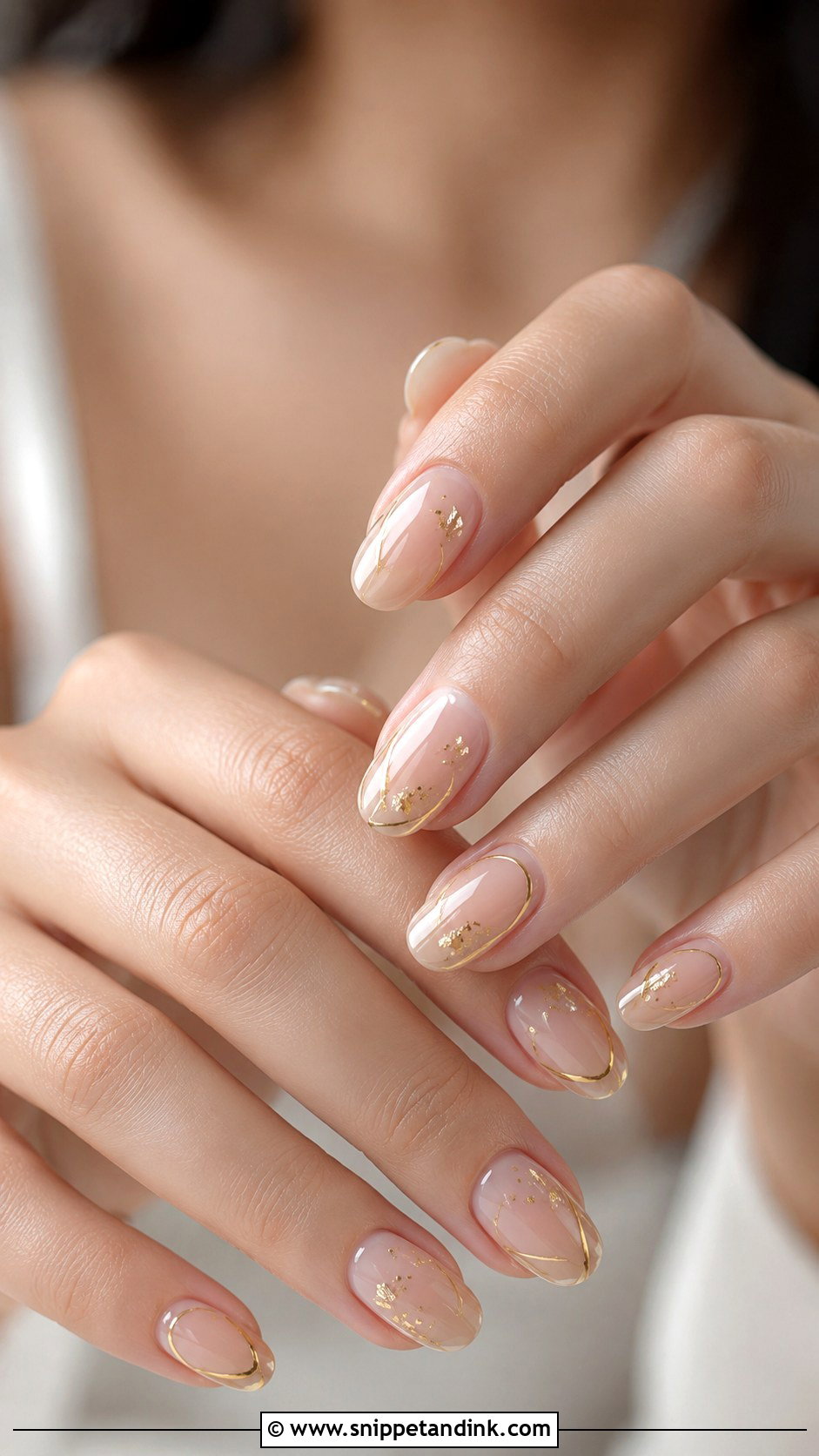 Minimal Gold Bridal Nails - Snippet and Ink - 20 Bridal Nail Polish Ideas