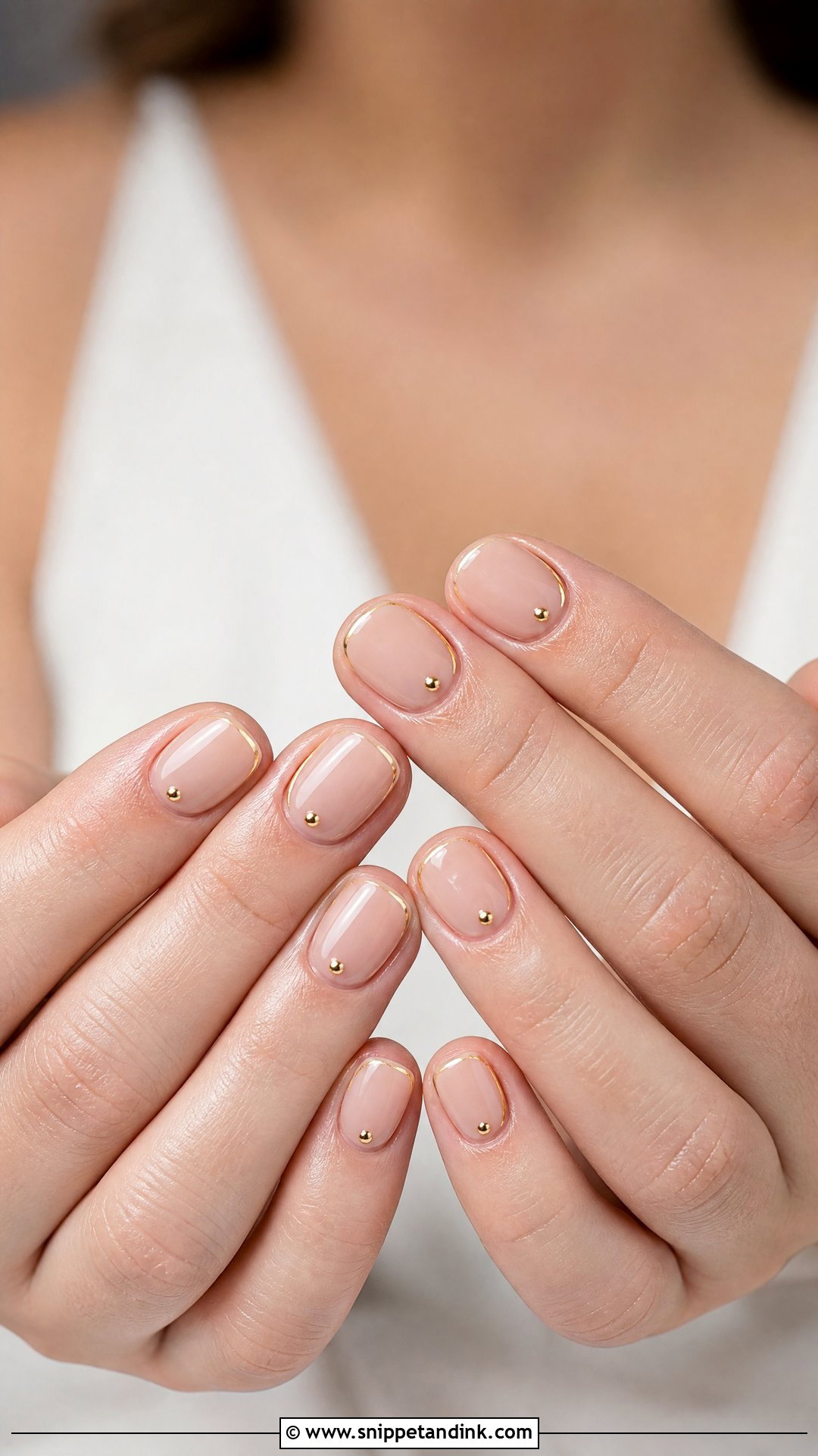 Minimal Gold Bride Nails - Snippet and Ink - 25 Elegant Gold Bride Wedding Nails