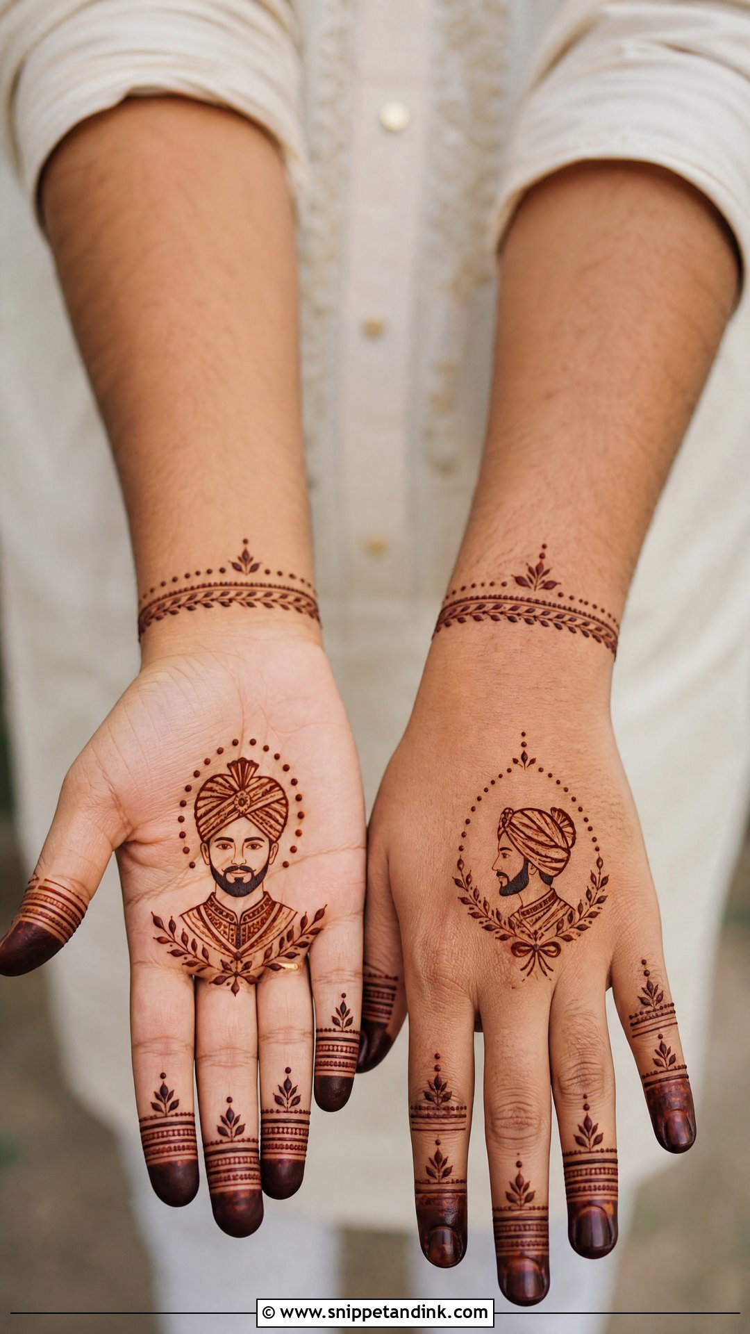 Minimal Groom Face Mehndi Design - Snippet and Ink - 25 Groom Face Mehndi Designs