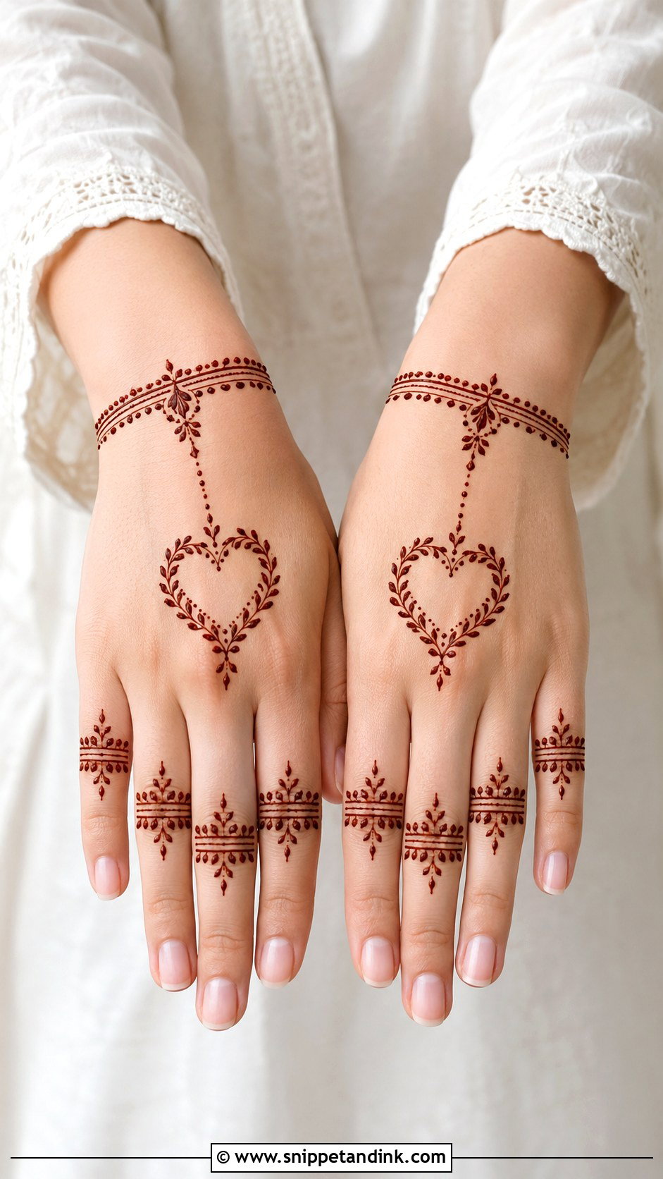 Minimal Heart Back Hand Mehndi Design - Snippet and Ink - 30 Modern Minimal Back Hand Mehndi Designs