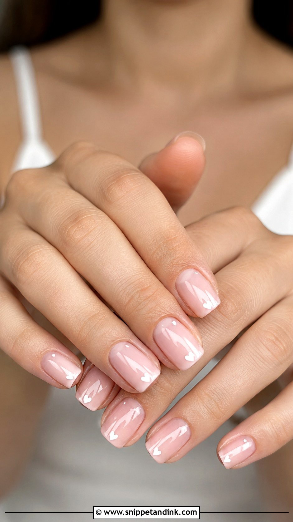 Minimal Heart Bridal Nails - Snippet and Ink - 20 Cute Bridal Nails