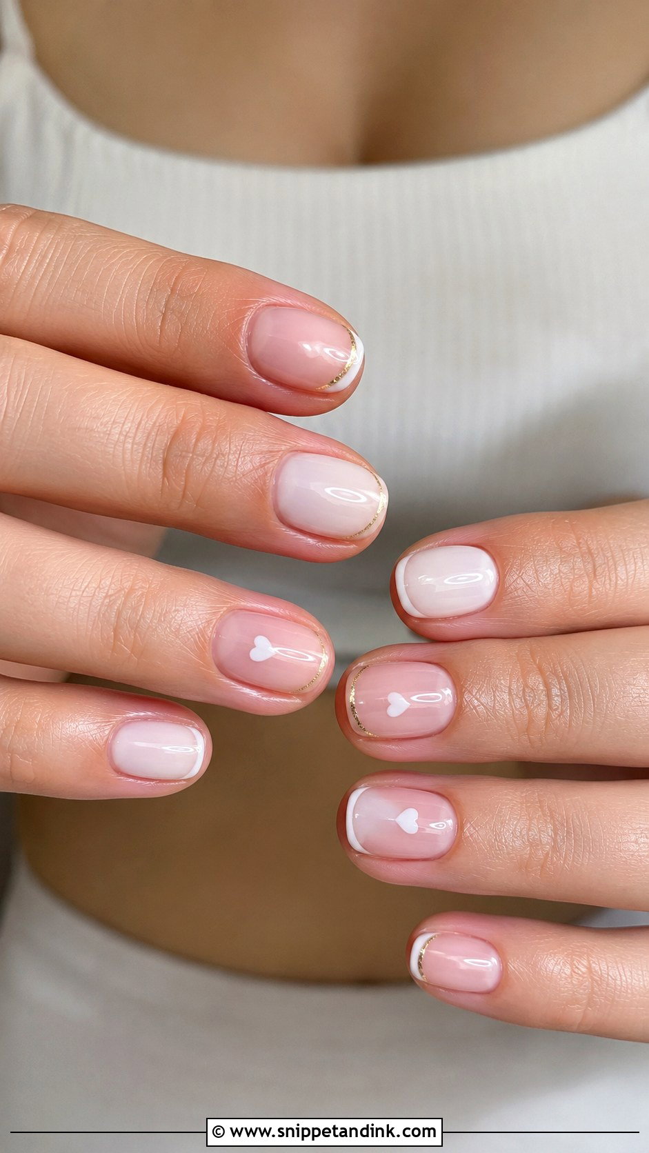 Minimal Heart Honeymoon Nails - Snippet and Ink - 20 Honey Moon Nails