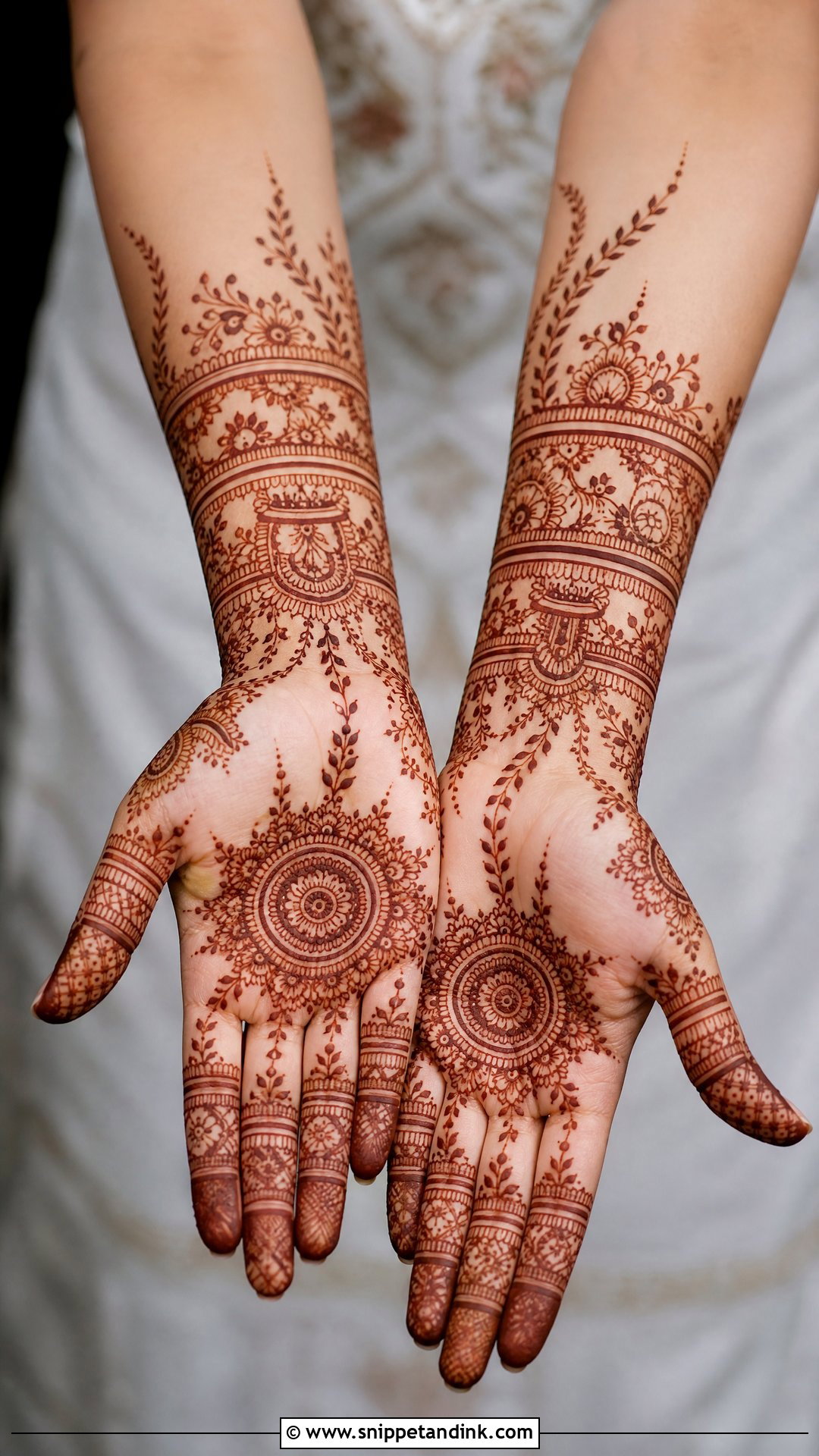 Minimal Indian Bridal Full Hand Mehndi Design - Snippet and Ink - 20 Indian Bridal Full Hand Mehndi Designs