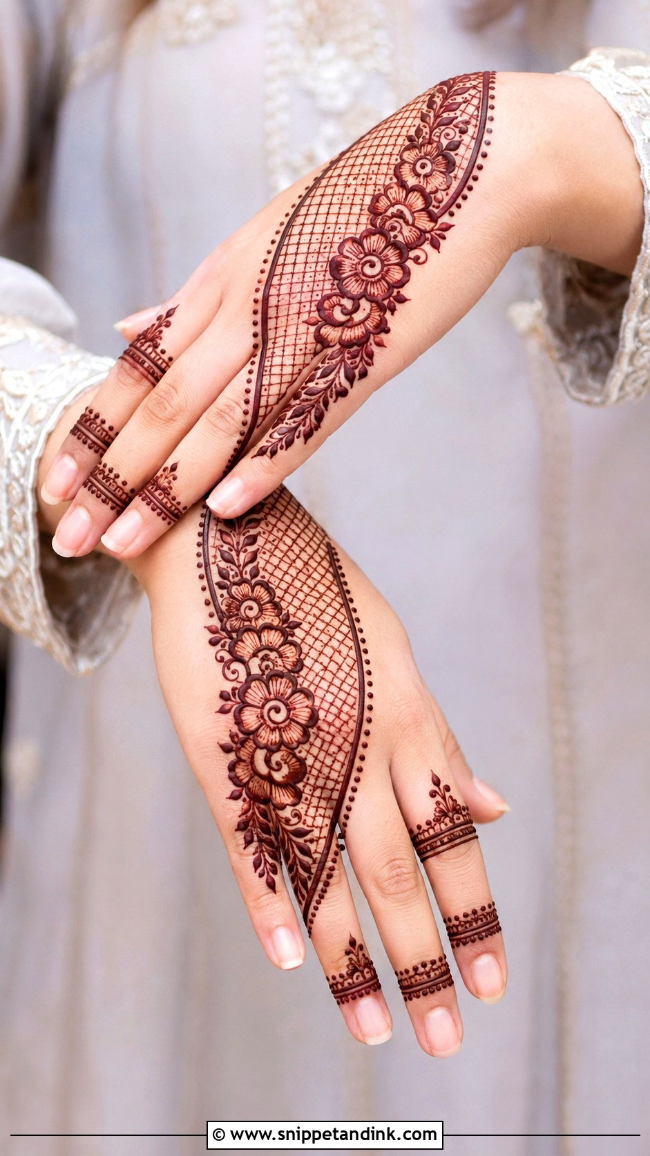 Minimal Jaali Back Hand Mehndi Design - Snippet and Ink - 30 Modern Minimal Back Hand Mehndi Designs