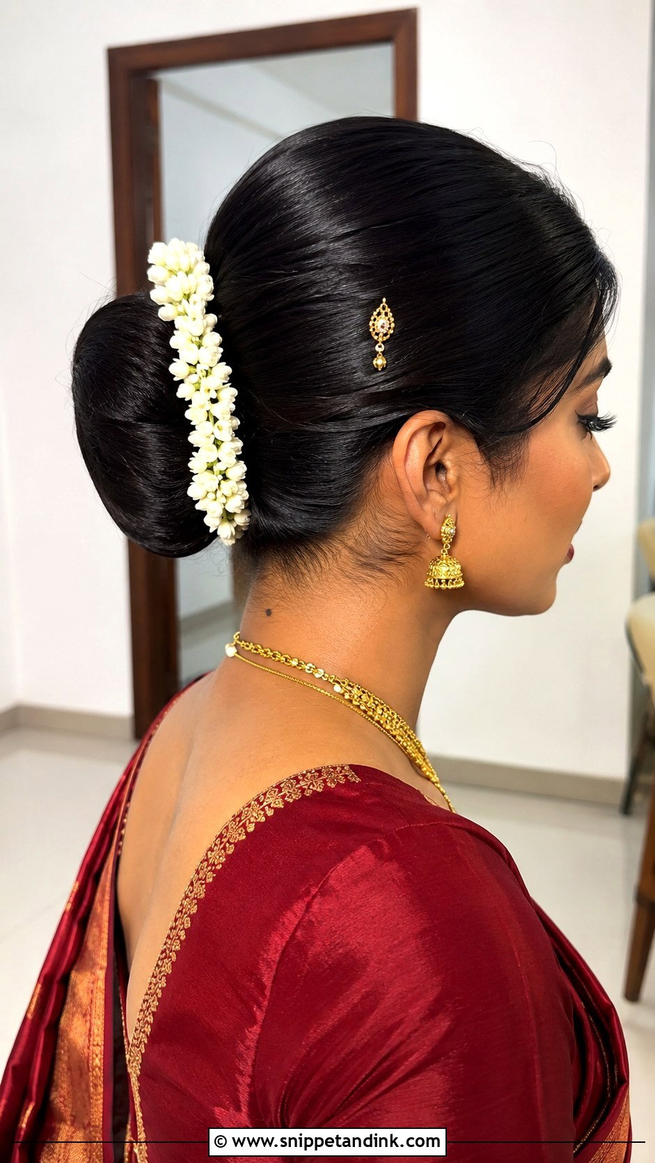 Minimal Jasmine Bridal Hair - Snippet and Ink - 15 South Indian Bridal Hair Flowers Ideas