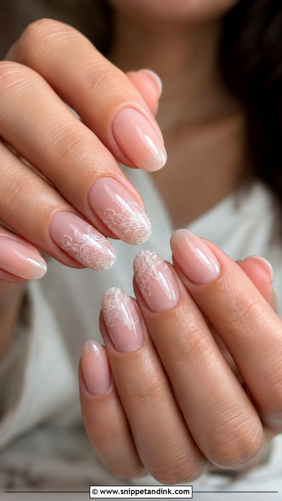 Minimal Lace Wedding Nails - Snippet and Ink - 20 Simple Wedding Nail Ideas