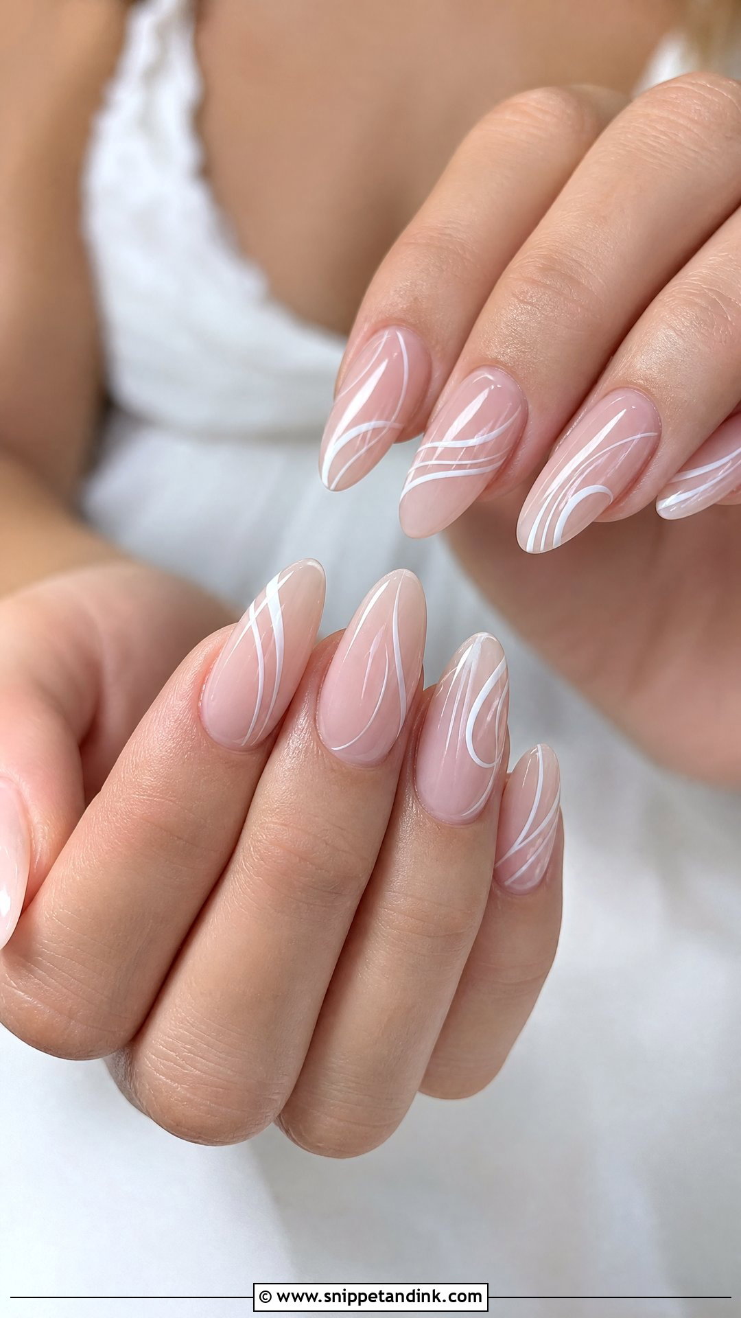 Minimal Line Art Bridal Nails - Snippet and Ink - 25 Bridal Wedding Day Nails for Bride