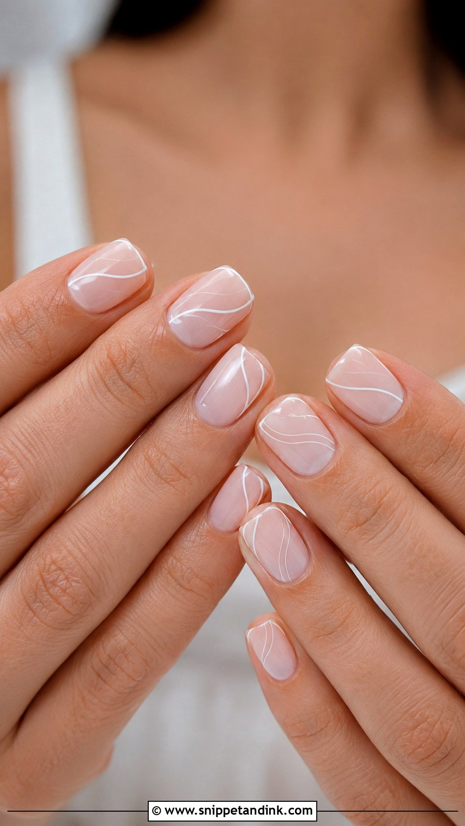Minimal Line Squoval Wedding Nails - Snippet and Ink - 20 Squoval Wedding Nails