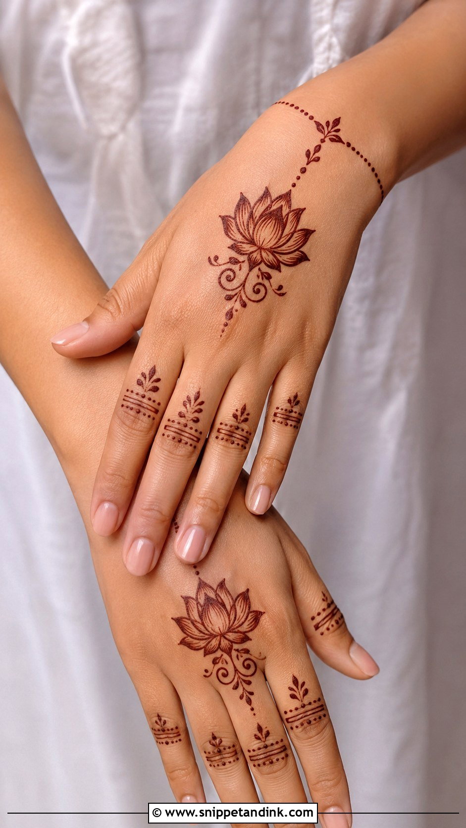 Minimal Lotus Back Hand Mehndi Design - Snippet and Ink - 30 Modern Minimal Back Hand Mehndi Designs