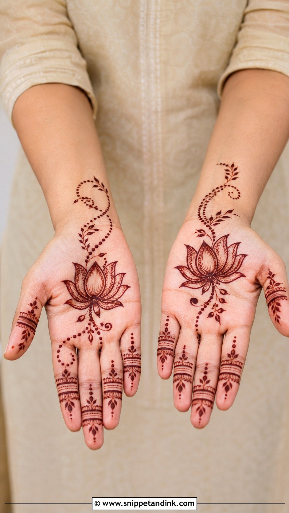 Minimal Lotus Mehndi Design - Snippet and Ink - 30 Minimalistic Mehndi Designs