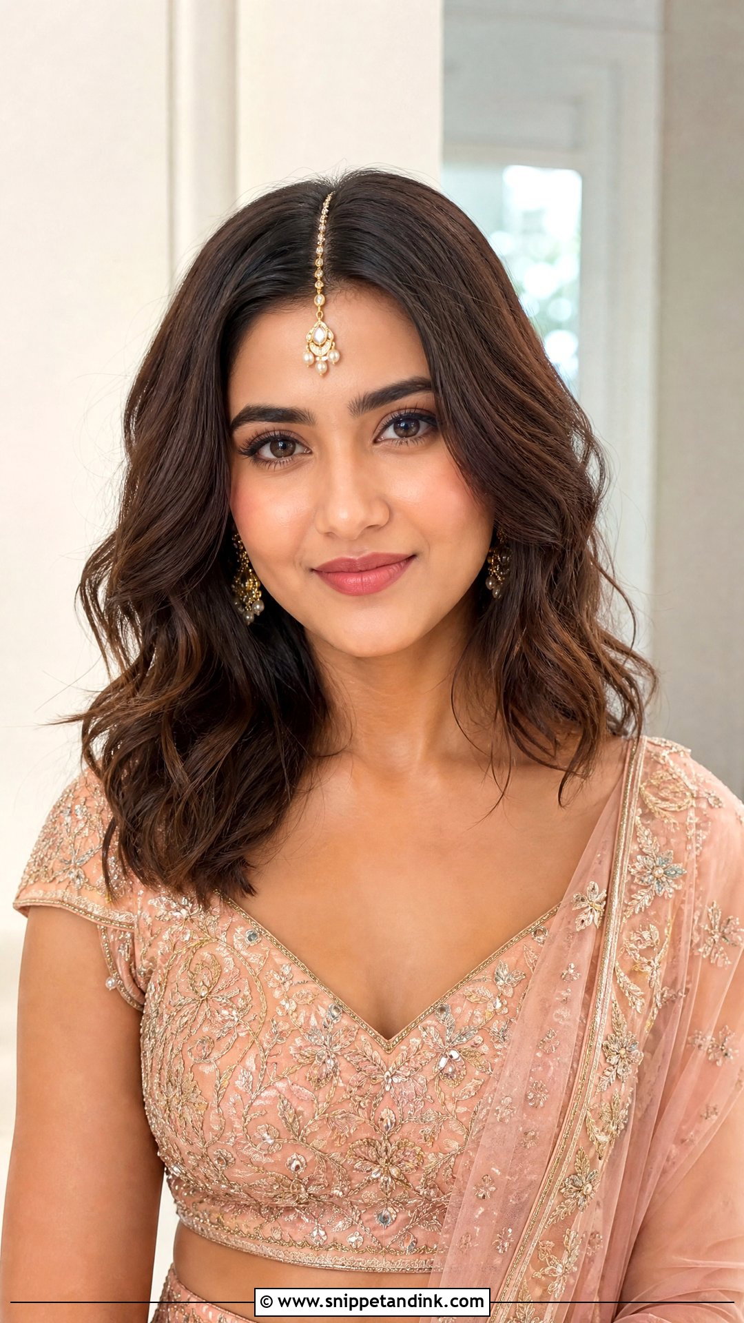 Minimal Maang Tikka Loose Waves - Snippet and Ink - 15 Hair Accessories for Women Indian Wedding Ideas