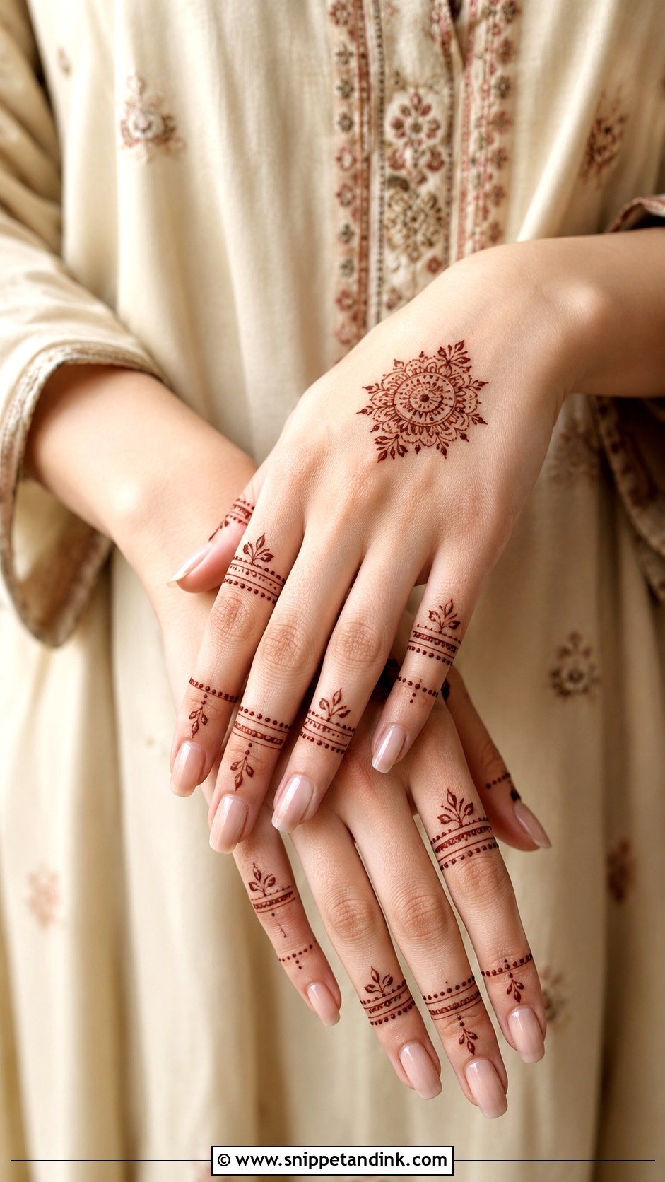 Minimal Mehndi Design For Long Fingers - Snippet and Ink - 35 Minimal Mehndi Designs