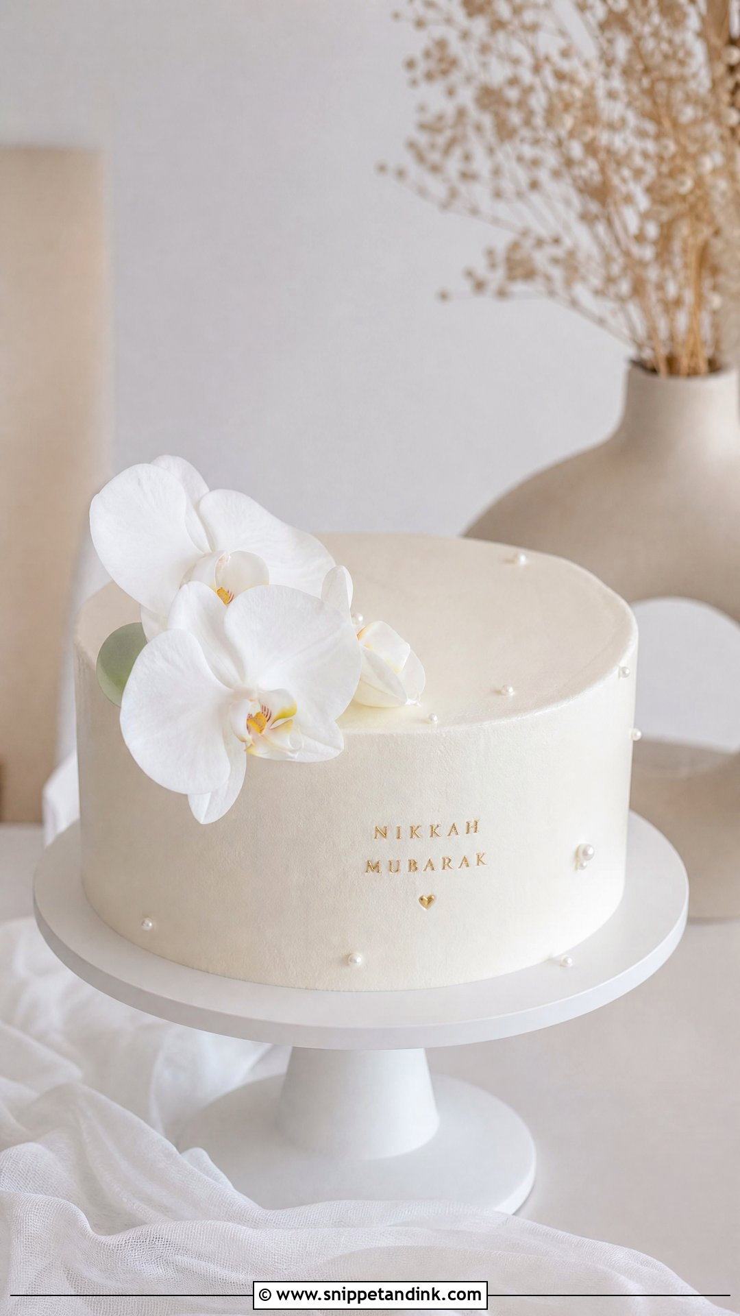 Minimal Nikkah Cake - Snippet and Ink - 25 Nikkah Cake Ideas