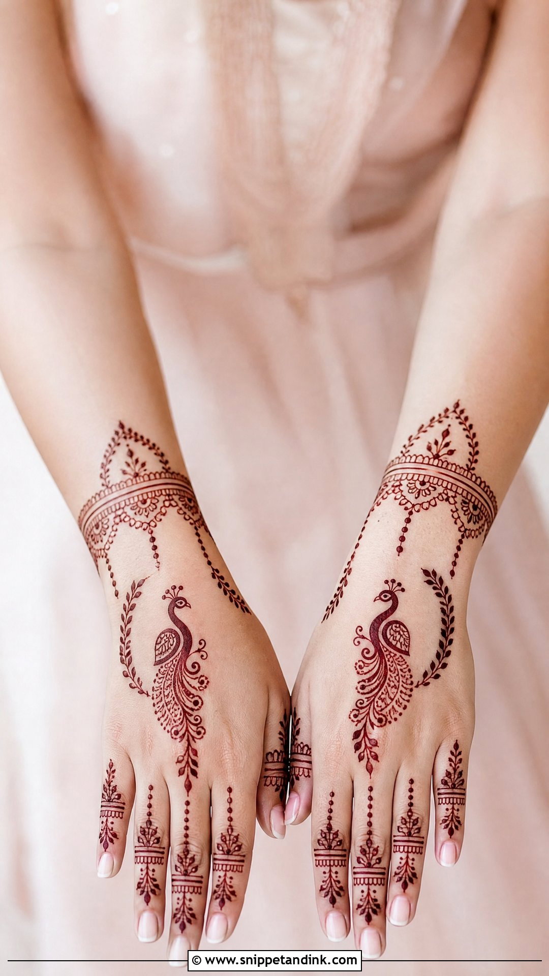 Minimal Peacock Bridal Mehndi Design - Snippet and Ink - 20 Peacock Bridal Mehndi Designs