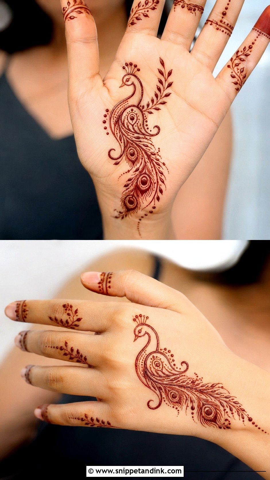 Minimal Peacock Mehndi Design - Snippet and Ink - 35 Minimal Mehndi Designs