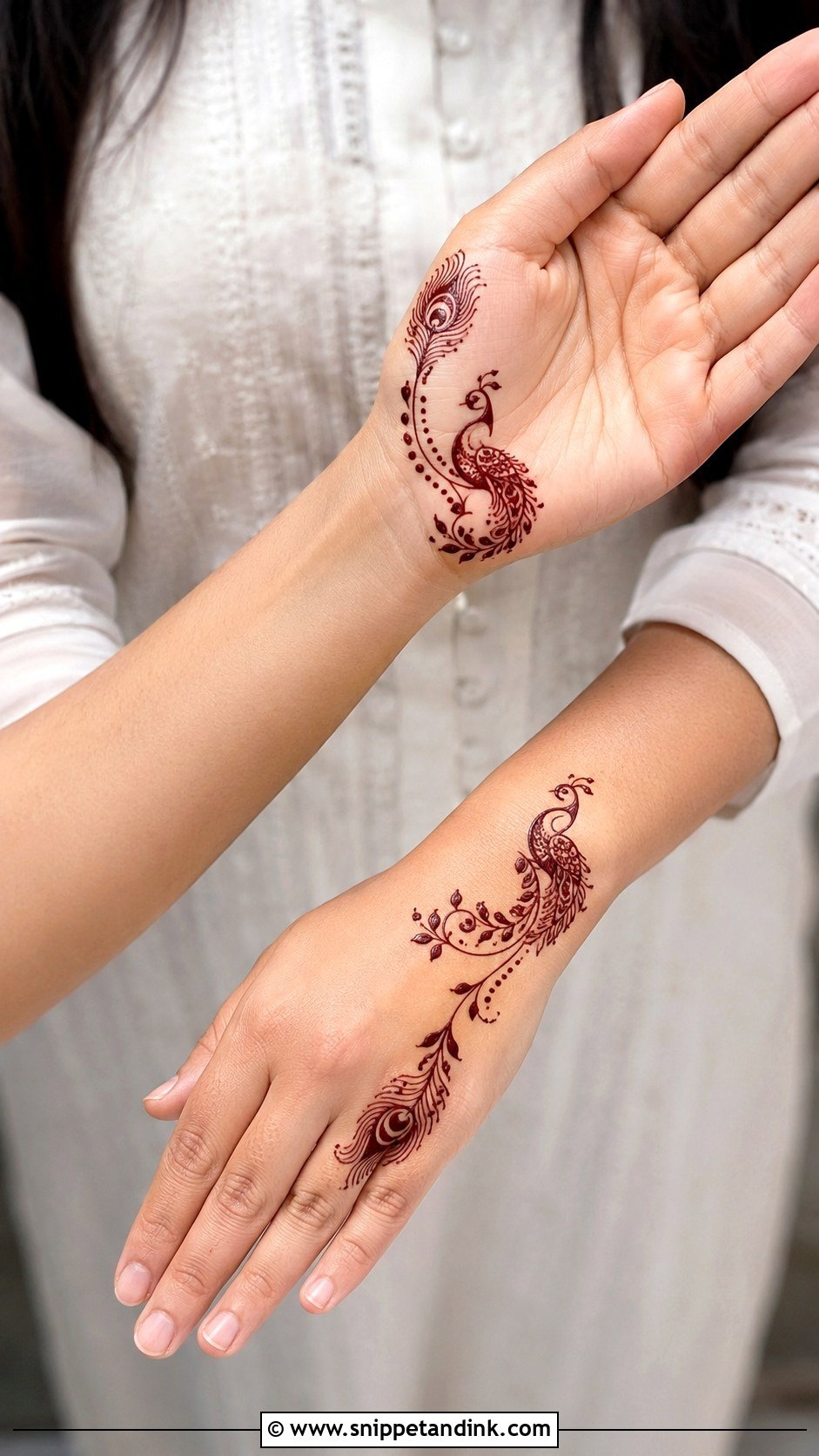 Minimal Peacock Mehndi Design - Snippet and Ink - 35 Peacock Mehndi Designs