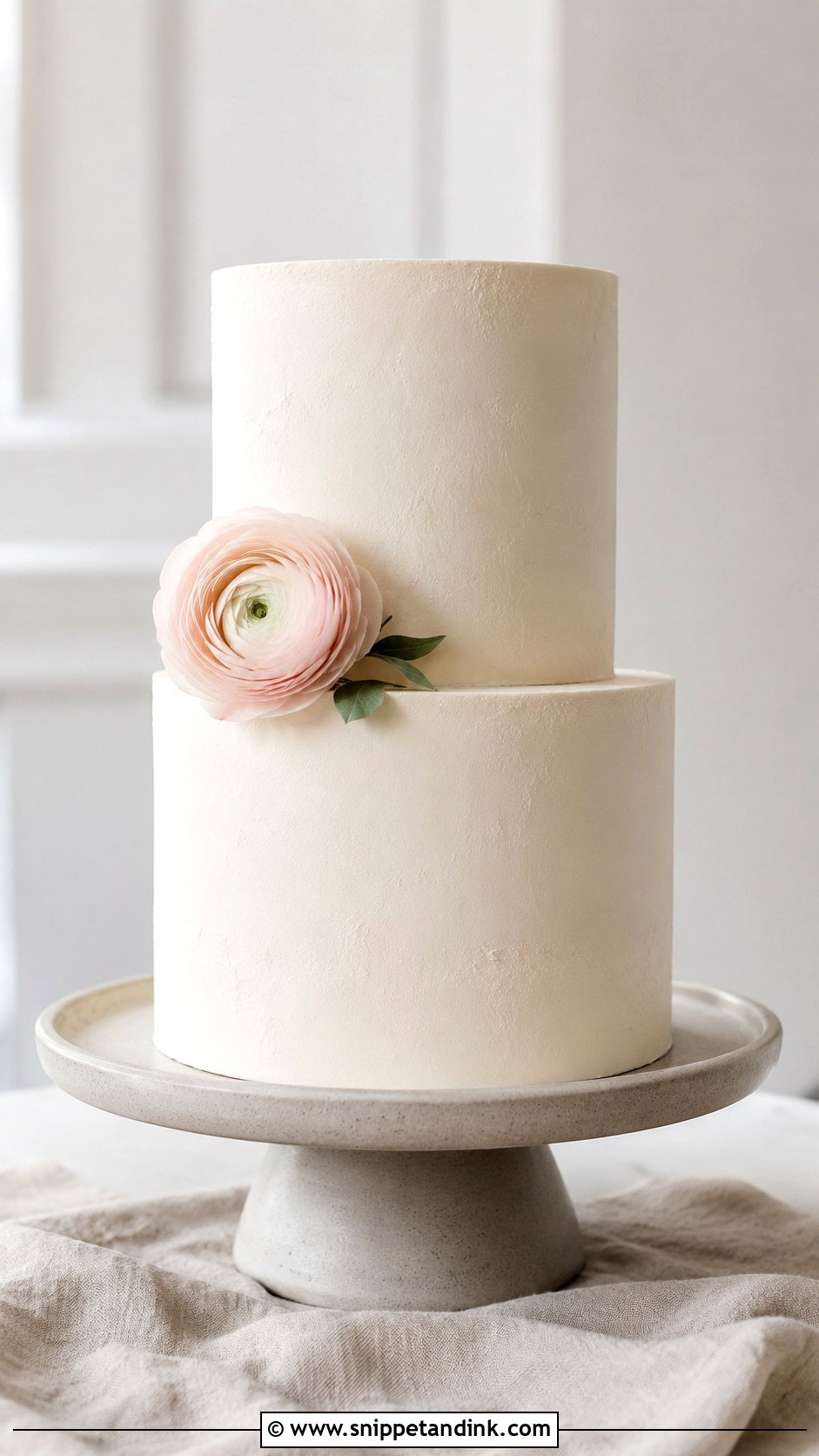 Minimal Ranunculus Wedding Cake - Snippet and Ink - 25 Wedding Cake Ideas with Ranunculus