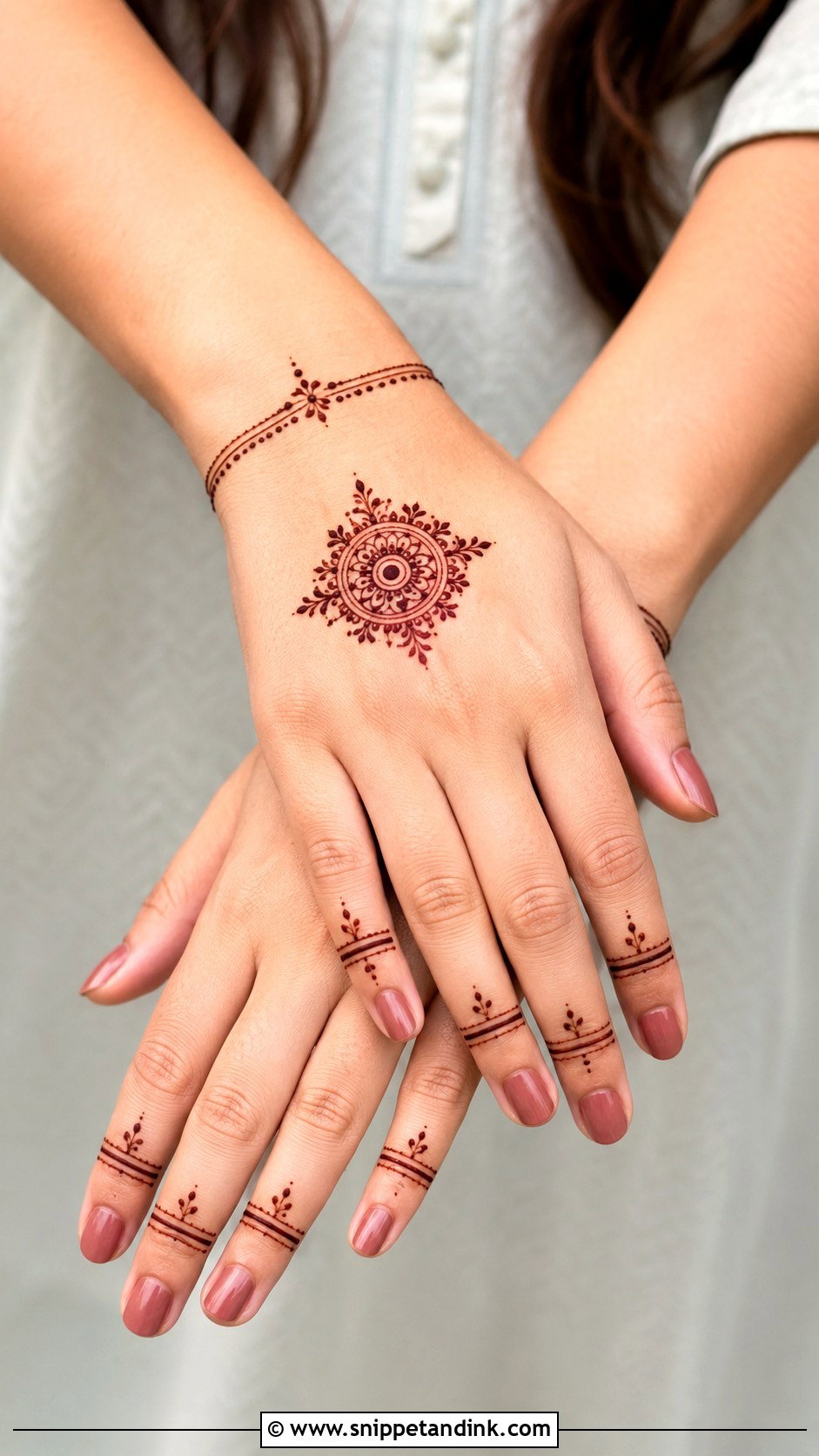 Minimal Round Mehndi Design For Back Hand - Snippet and Ink - 35 Round Mehndi Design Ideas