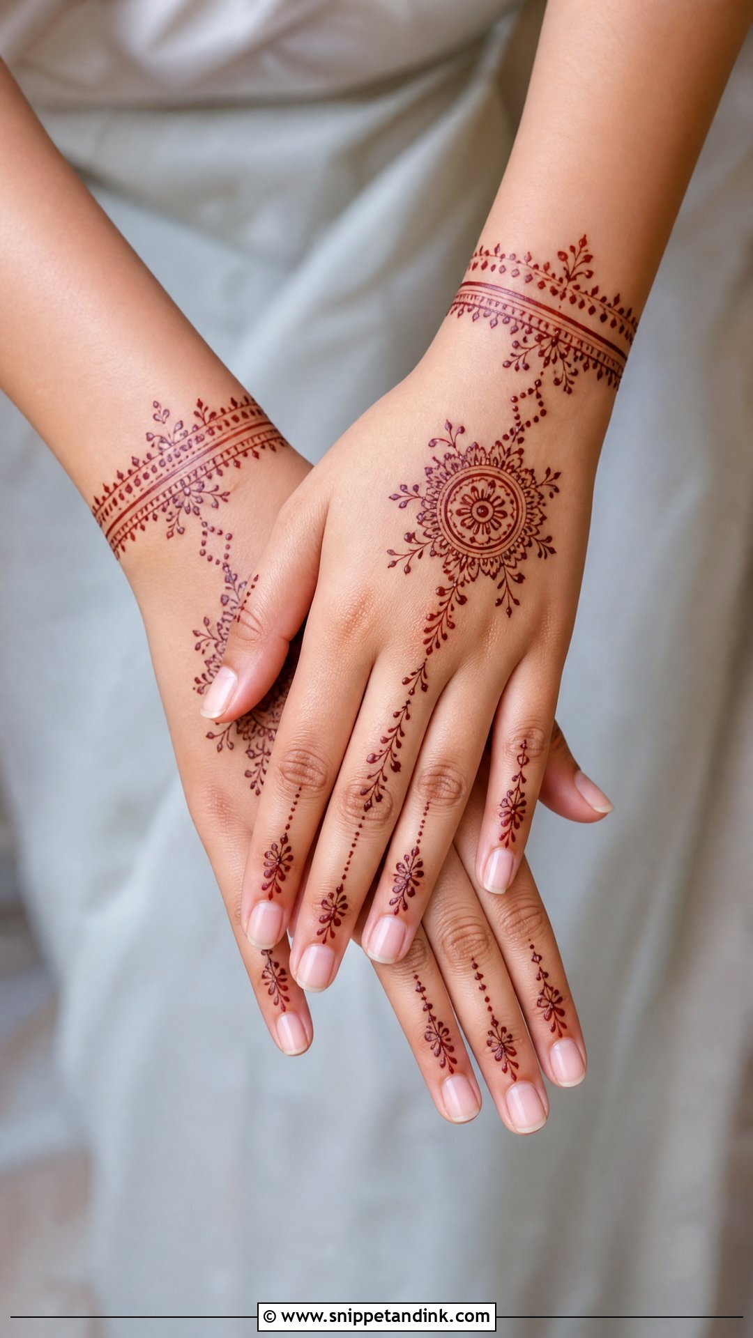 Minimal Semi Bridal Mehendi Design For Back Hand - Snippet and Ink - 25 Semi Bridal Mehendi Design for Back Hand Ideas
