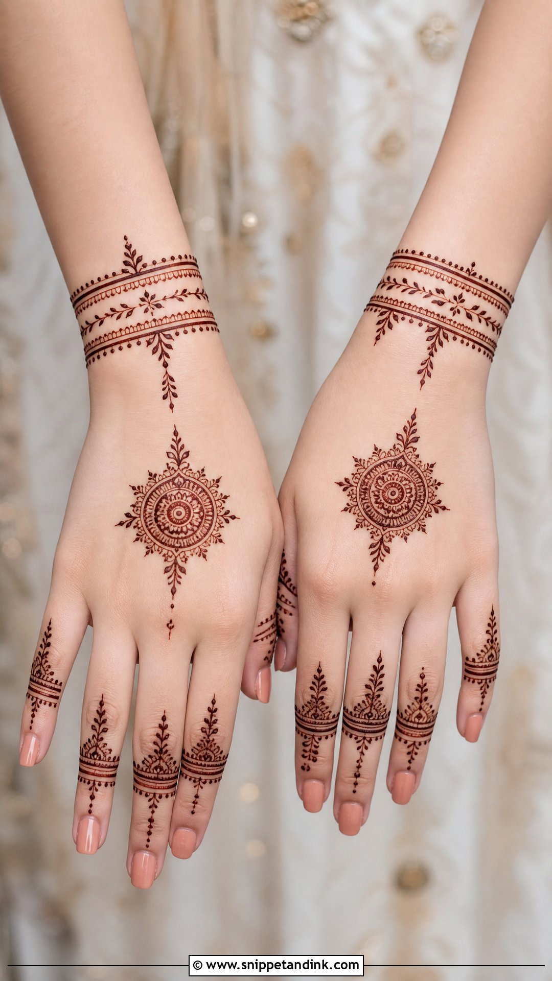 Minimal Sister Wedding Mehndi Design - Snippet and Ink - 20 Sister Wedding Mehndi Designs