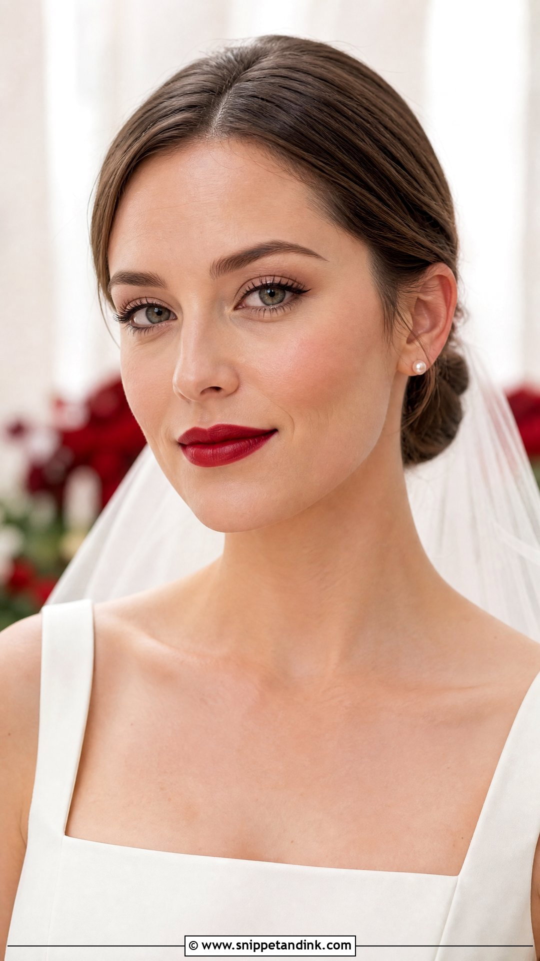 Minimal Wedding Makeup With Red Lip - Snippet and Ink - 20 Minimal Makeup for Wedding Ideas