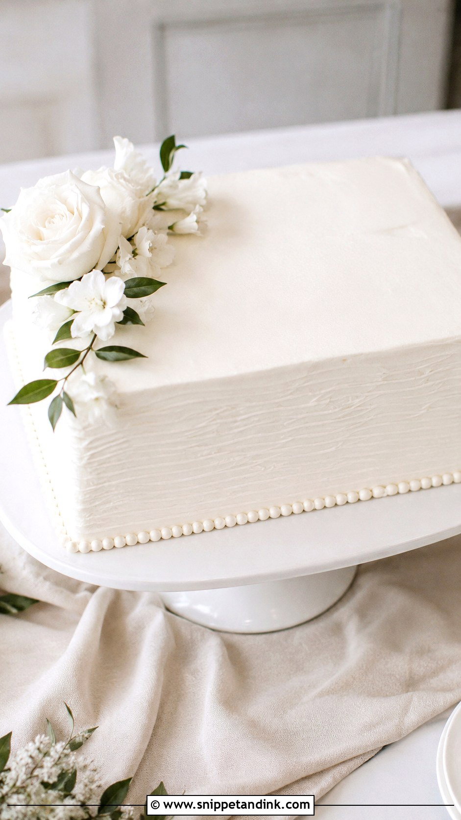 Minimal White Wedding Sheet Cake - Snippet and Ink - 20 Summer Sheet Cake Designs for Wedding
