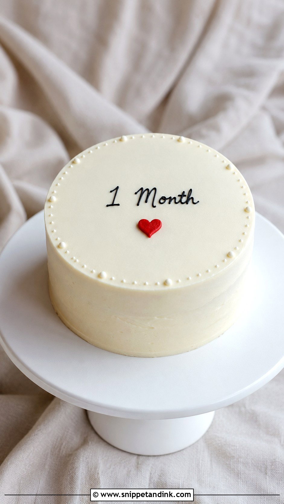 Minimalist 1 Month Anniversary Cake - Snippet and Ink - 20 1st Month Anniversary Cake Ideas