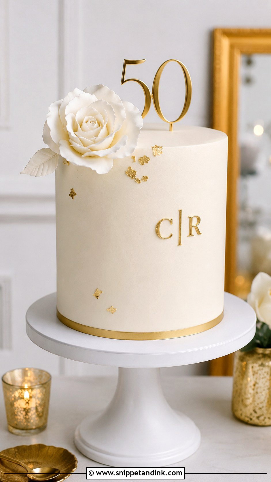 Minimalist 50th Wedding Anniversary Cake - Snippet and Ink - 20 50th Wedding Anniversary Cake Ideas