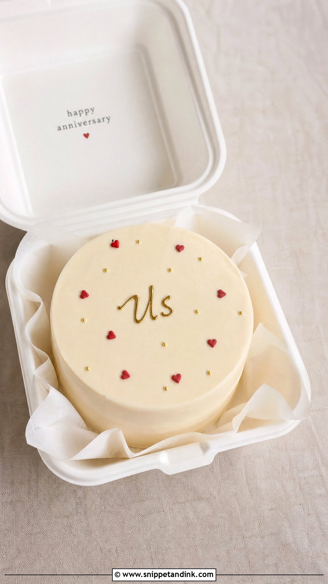 Minimalist Anniversary Bento Cake - Snippet and Ink - 20 Wedding Anniversary Bento Cake Ideas