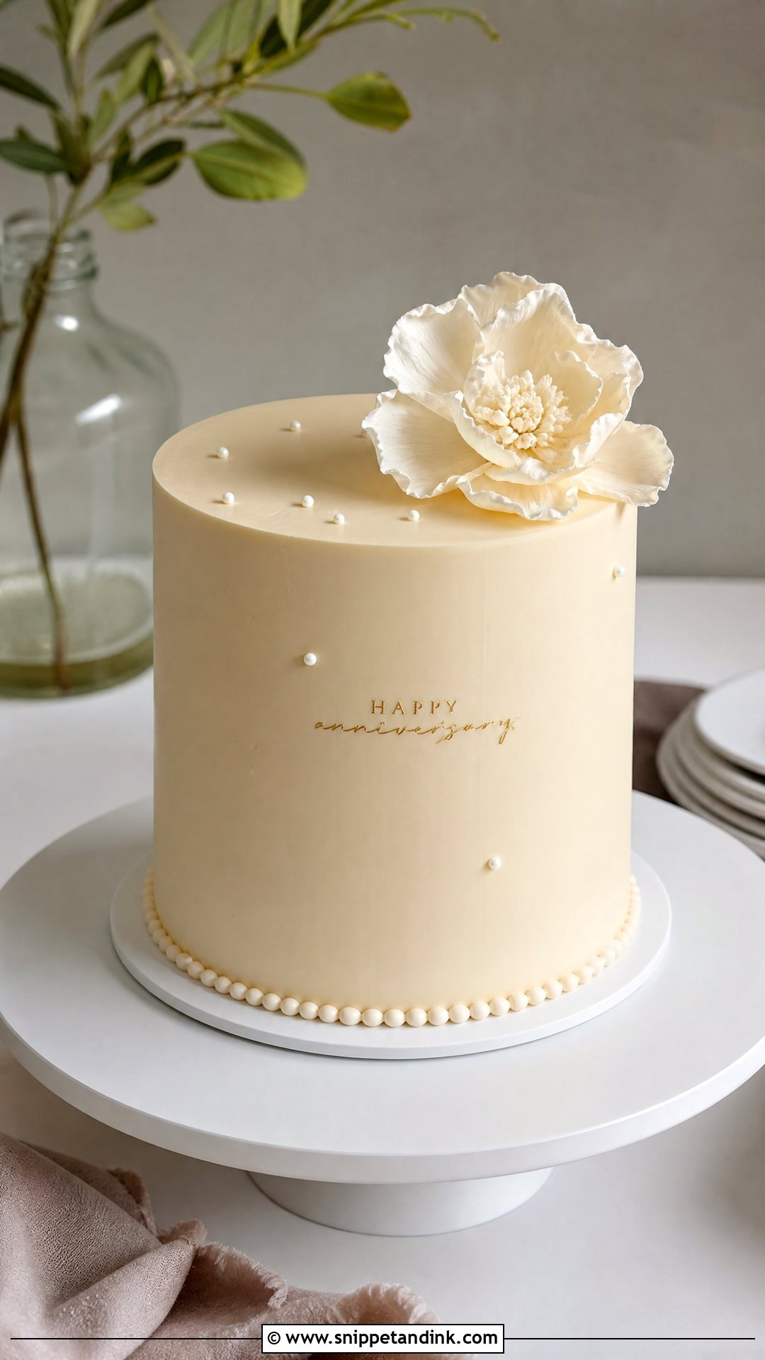 Minimalist Anniversary Cake - Snippet and Ink - 30 Anniversary Cake Aesthetic Ideas