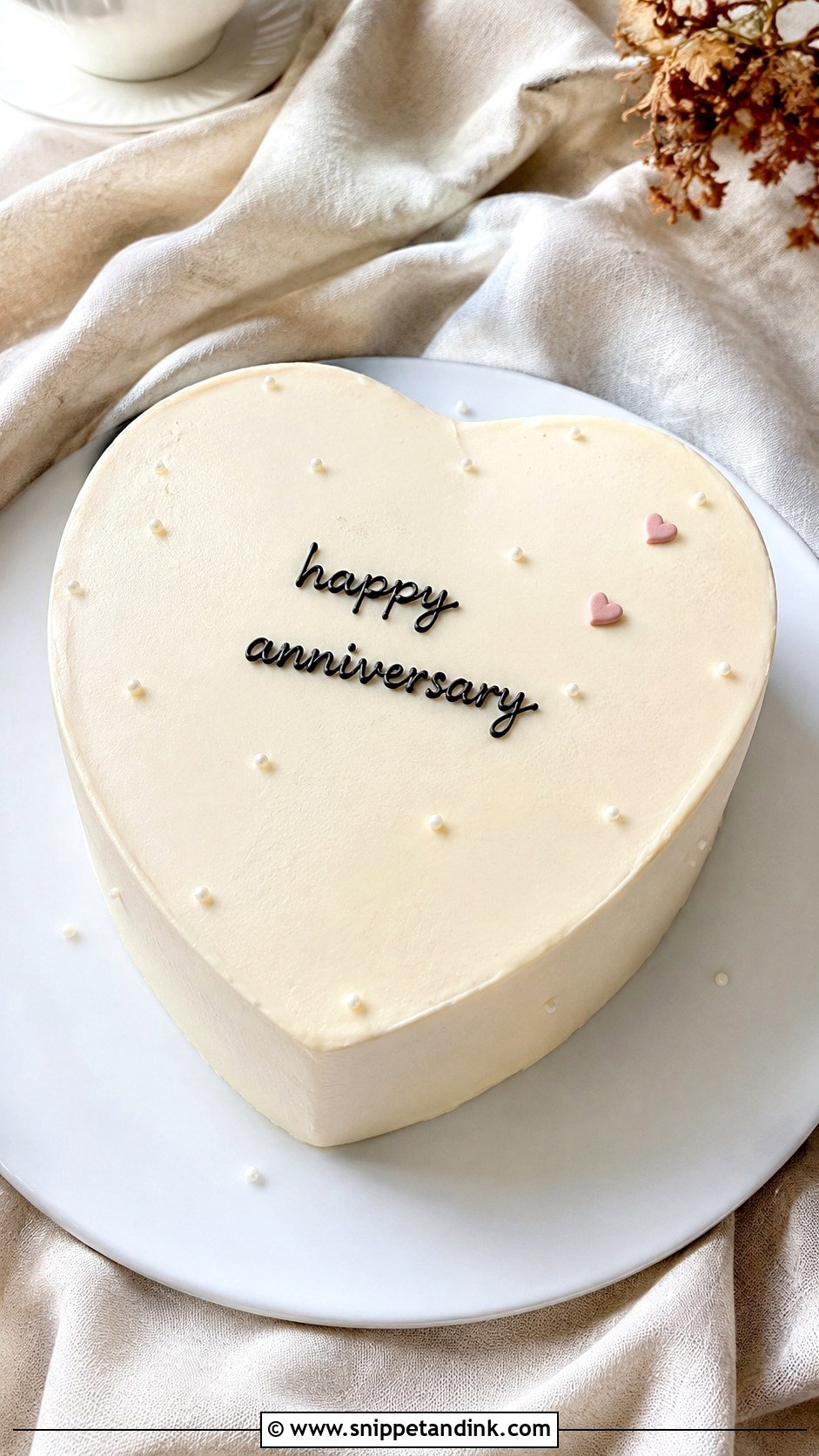 Minimalist Anniversary Heart Cake - Snippet and Ink - 20 Anniversary Heart Cake Ideas