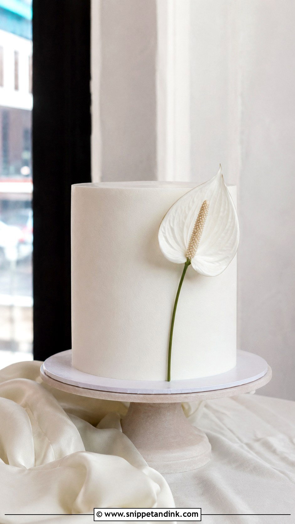 Minimalist Anthurium Wedding Cake - Snippet and Ink - 20 Anthurium Wedding Cake Ideas