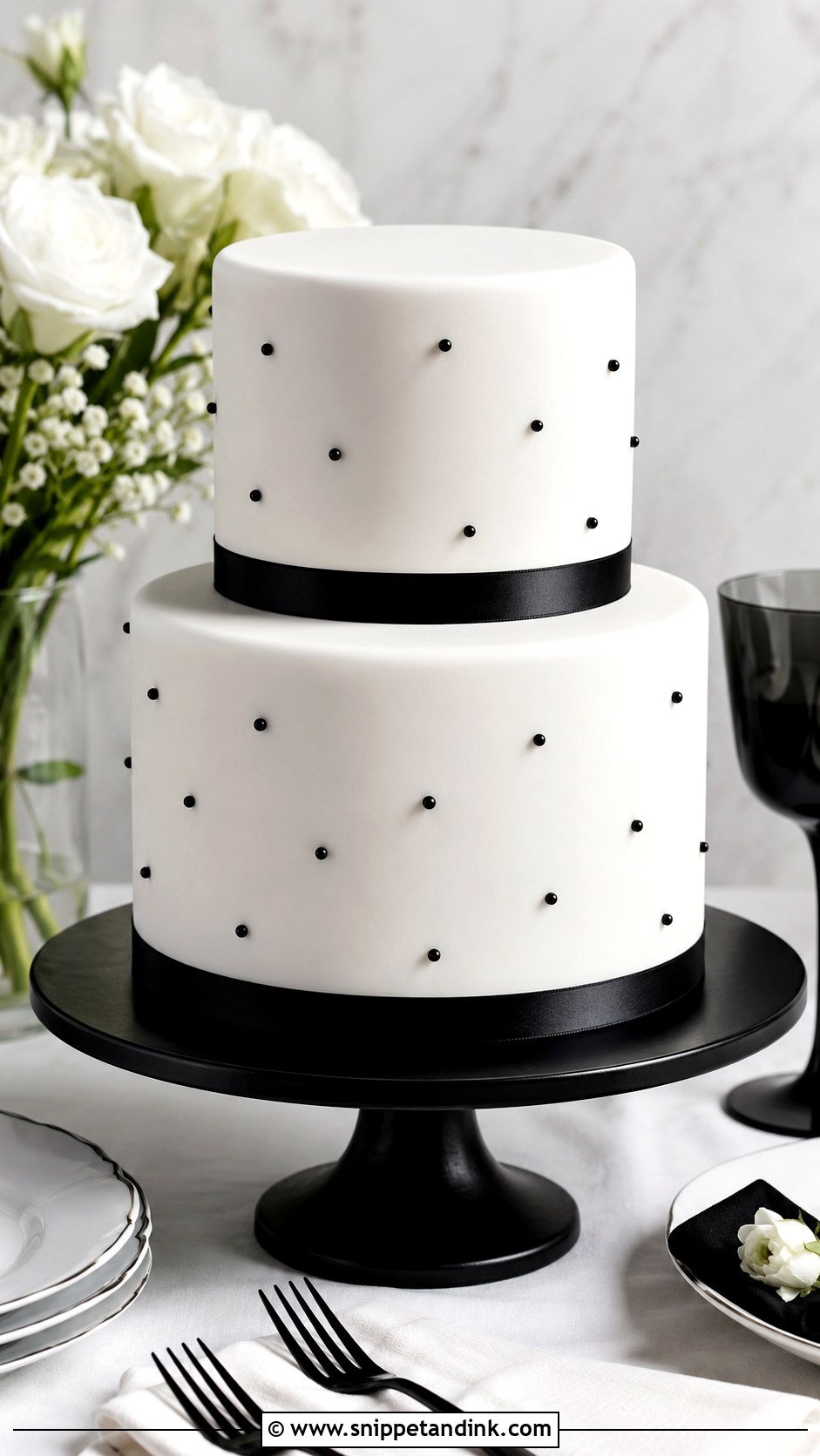 Minimalist Black And White Wedding Cake - Snippet and Ink - 20 Minimalist Wedding Cake Designs