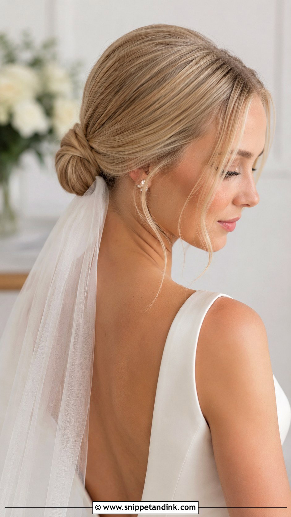 Minimalist Bridal Low Bun - Snippet and Ink - 15 Minimalist Bridal Hair Ideas