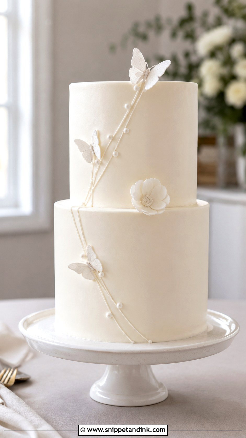 Minimalist Butterfly Wedding Cake - Snippet and Ink - 20 Cake Ideas with Butterfly for Wedding