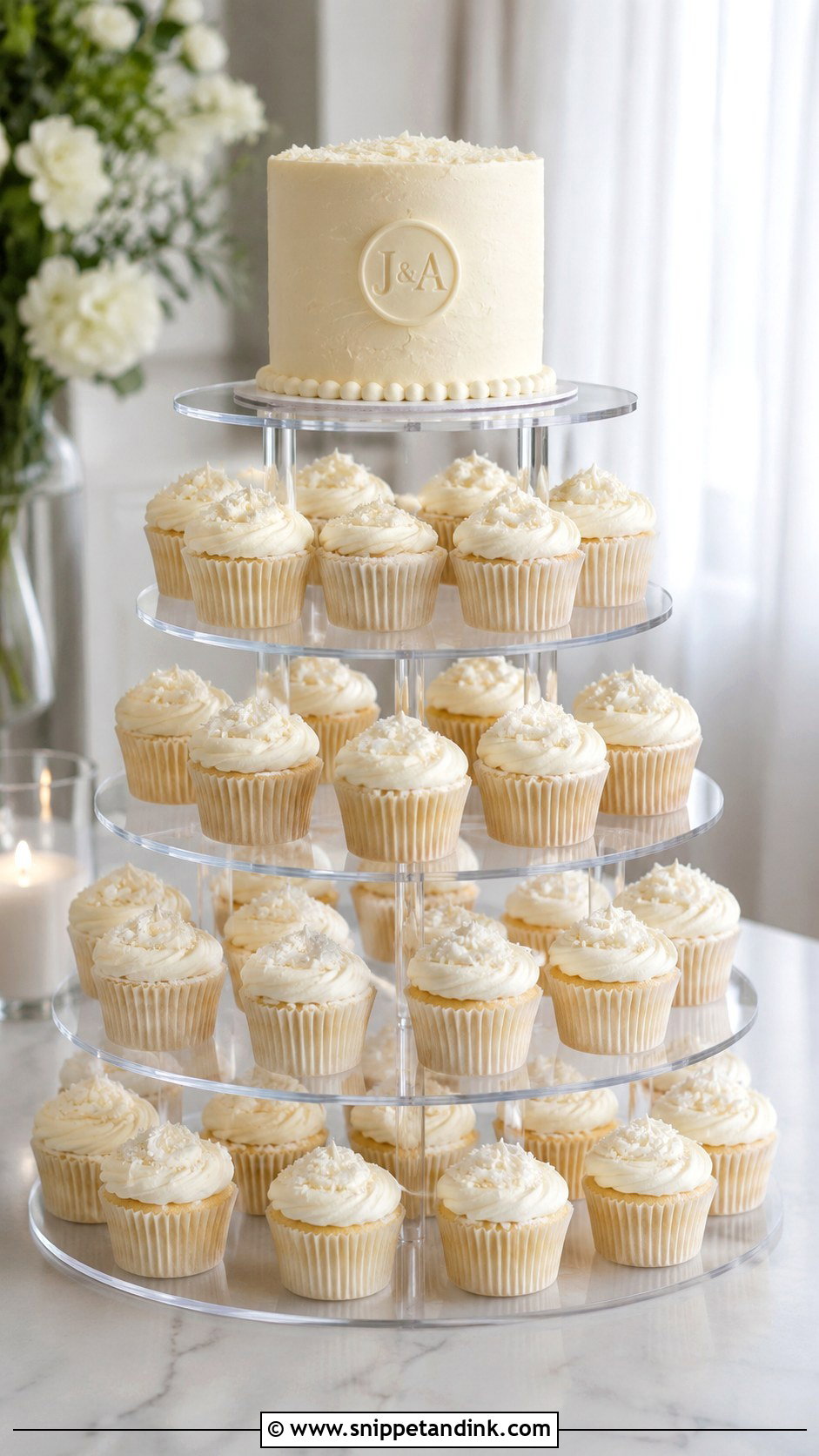 Minimalist Cupcake Wedding Cake Display - Snippet and Ink - 25 Elegant Cupcake Wedding Cake Ideas