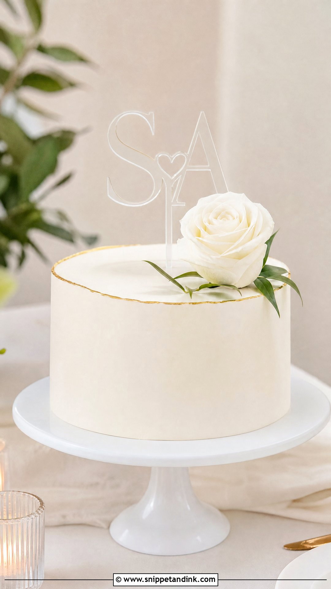 Minimalist Engagement Cake - Snippet and Ink - 20 Simple Engagement Cake Designs