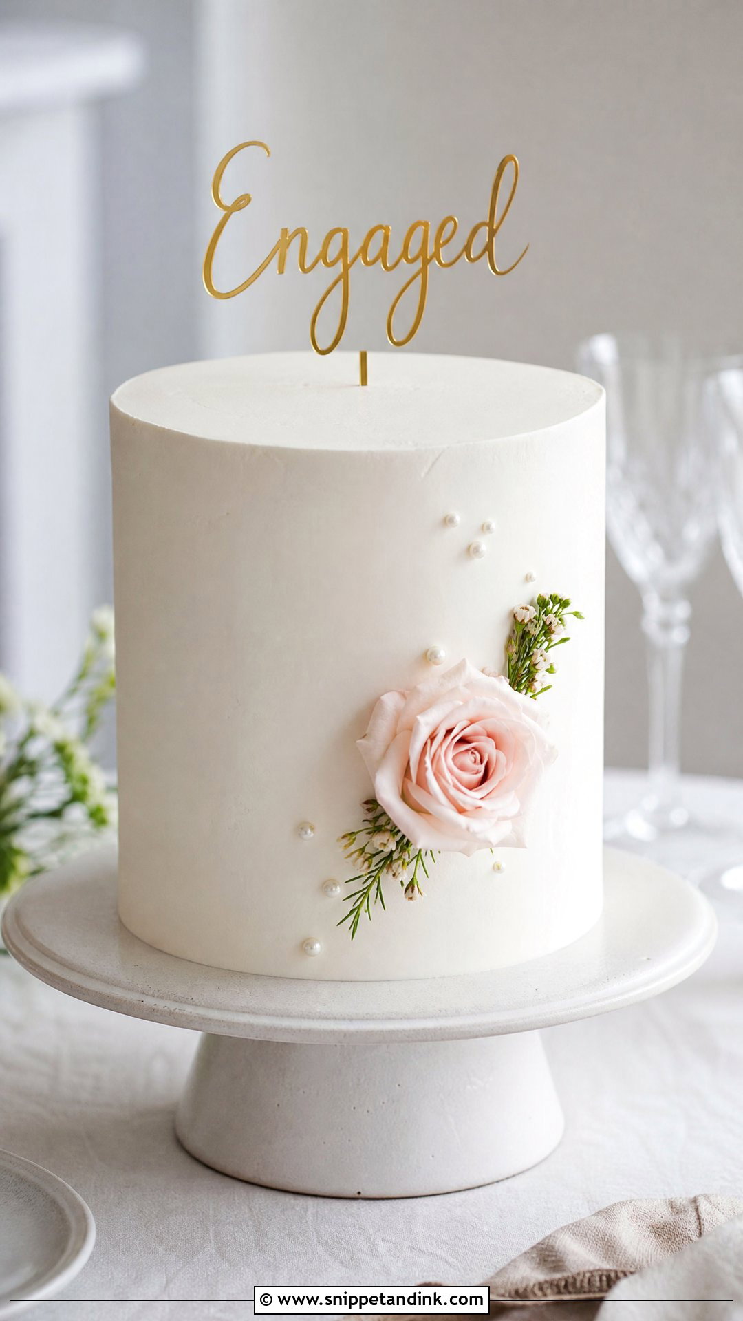 Minimalist Engagement Cake - Snippet and Ink - 30 Engagement Cakes