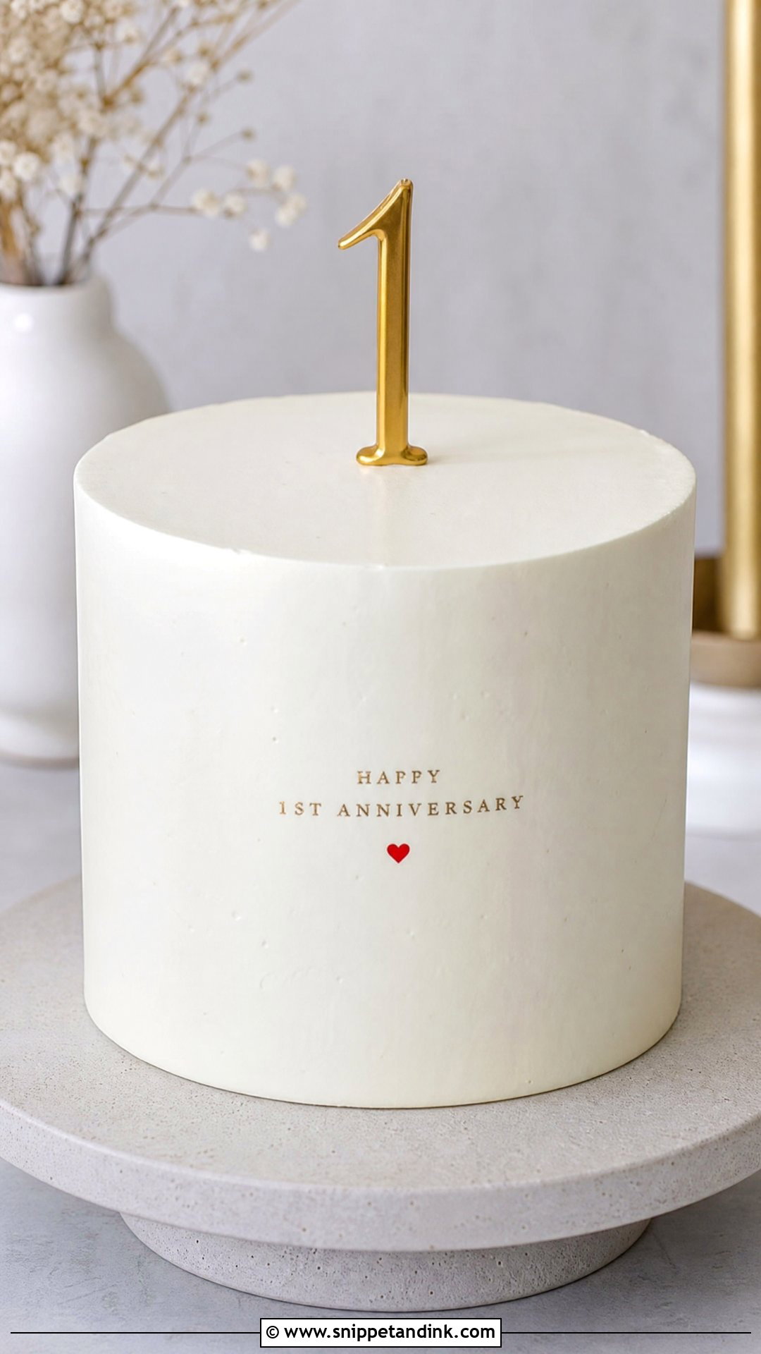 Minimalist First Anniversary Cake - Snippet and Ink - 25 Couple 1st Anniversary Cake Ideas