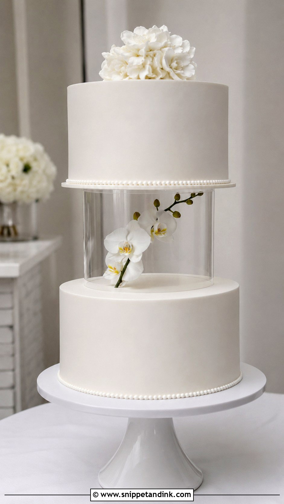 Minimalist Floating Tier Wedding Cake - Snippet and Ink - 20 Wedding Cake Ideas with Floating Tier