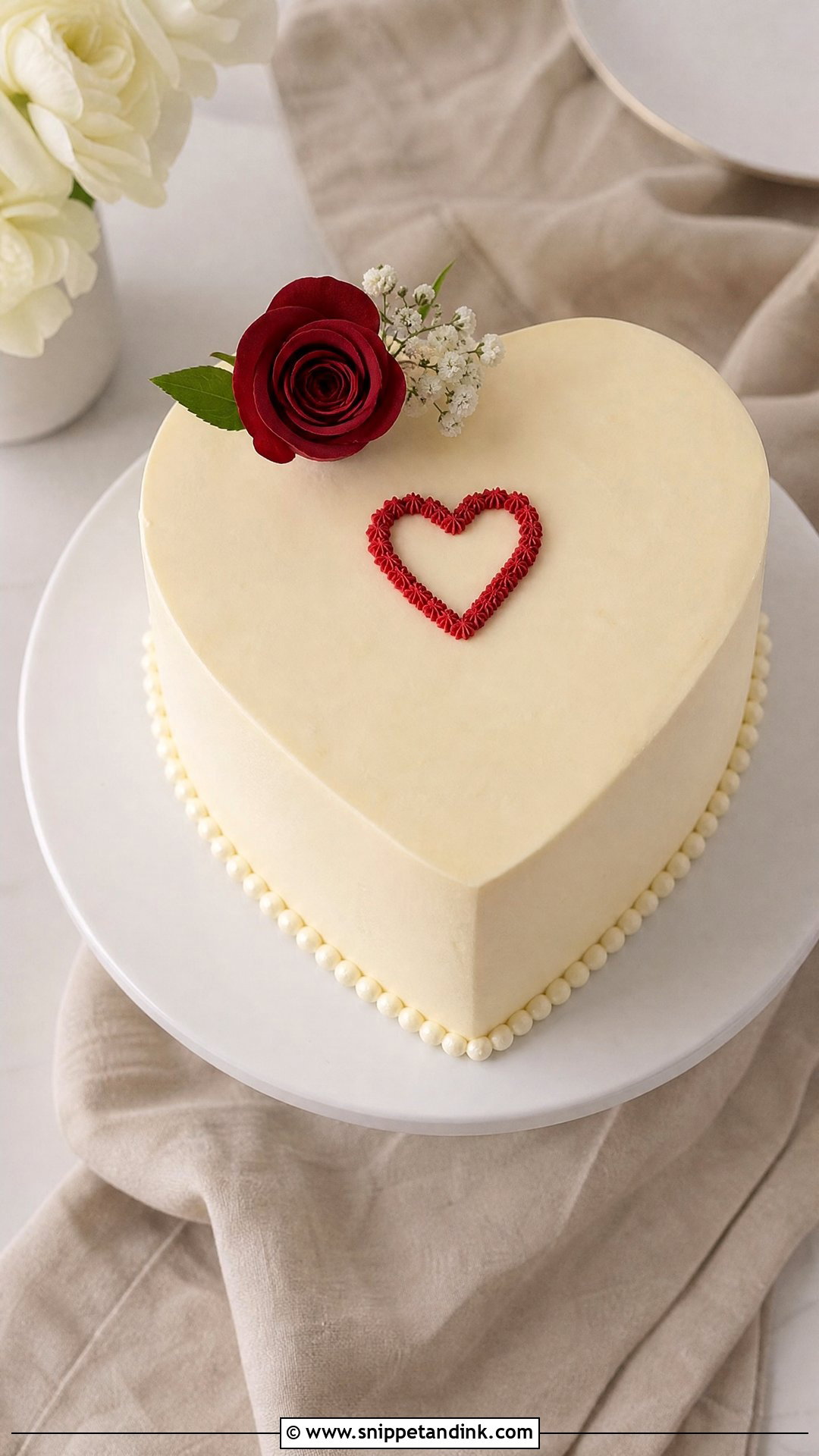 Minimalist Heart Wedding Cake - Snippet and Ink - 25 Love Theme Cake Ideas for Wedding