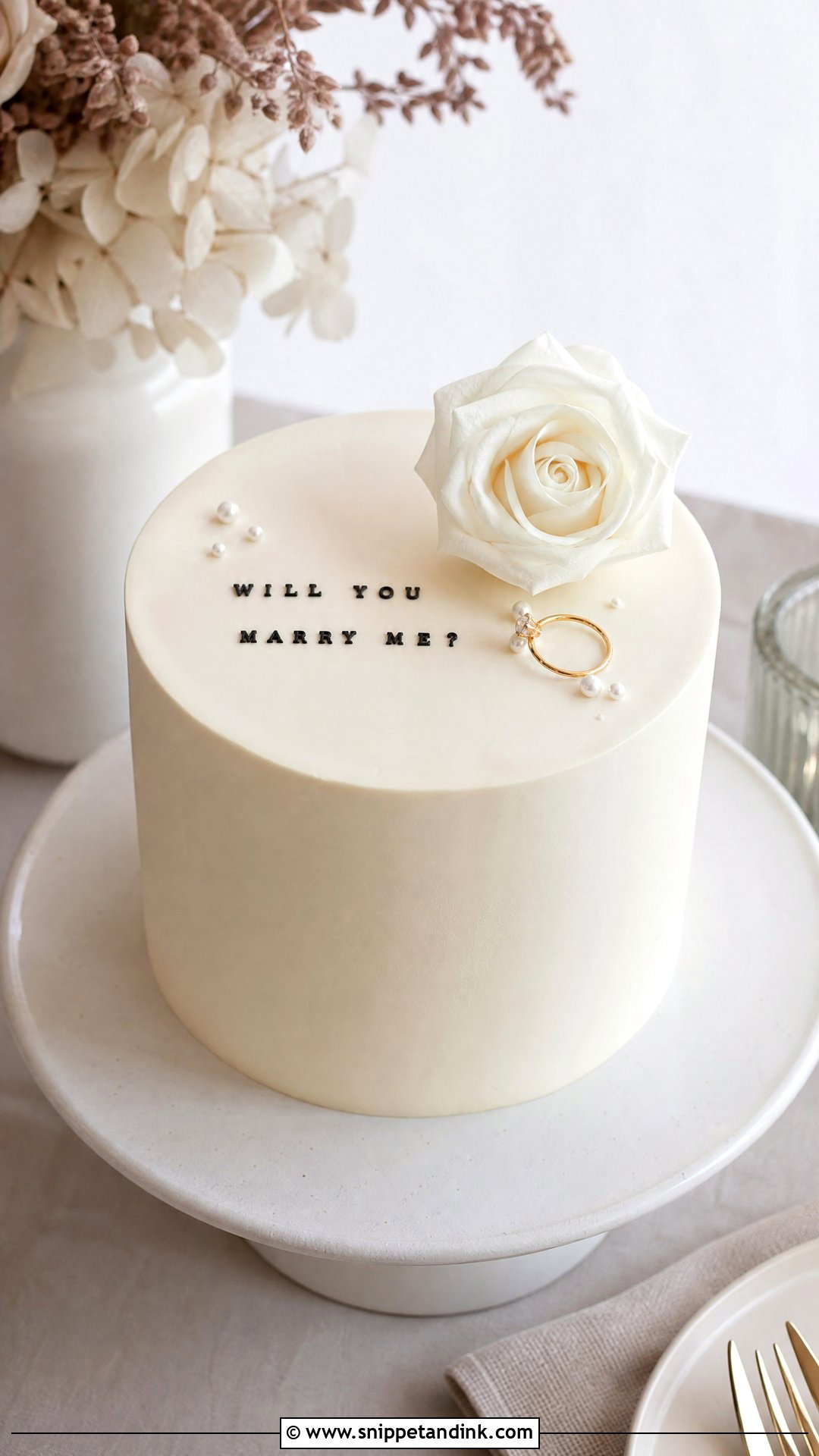 Minimalist Proposal Cake - Snippet and Ink - 20 Proposal Cake Ideas