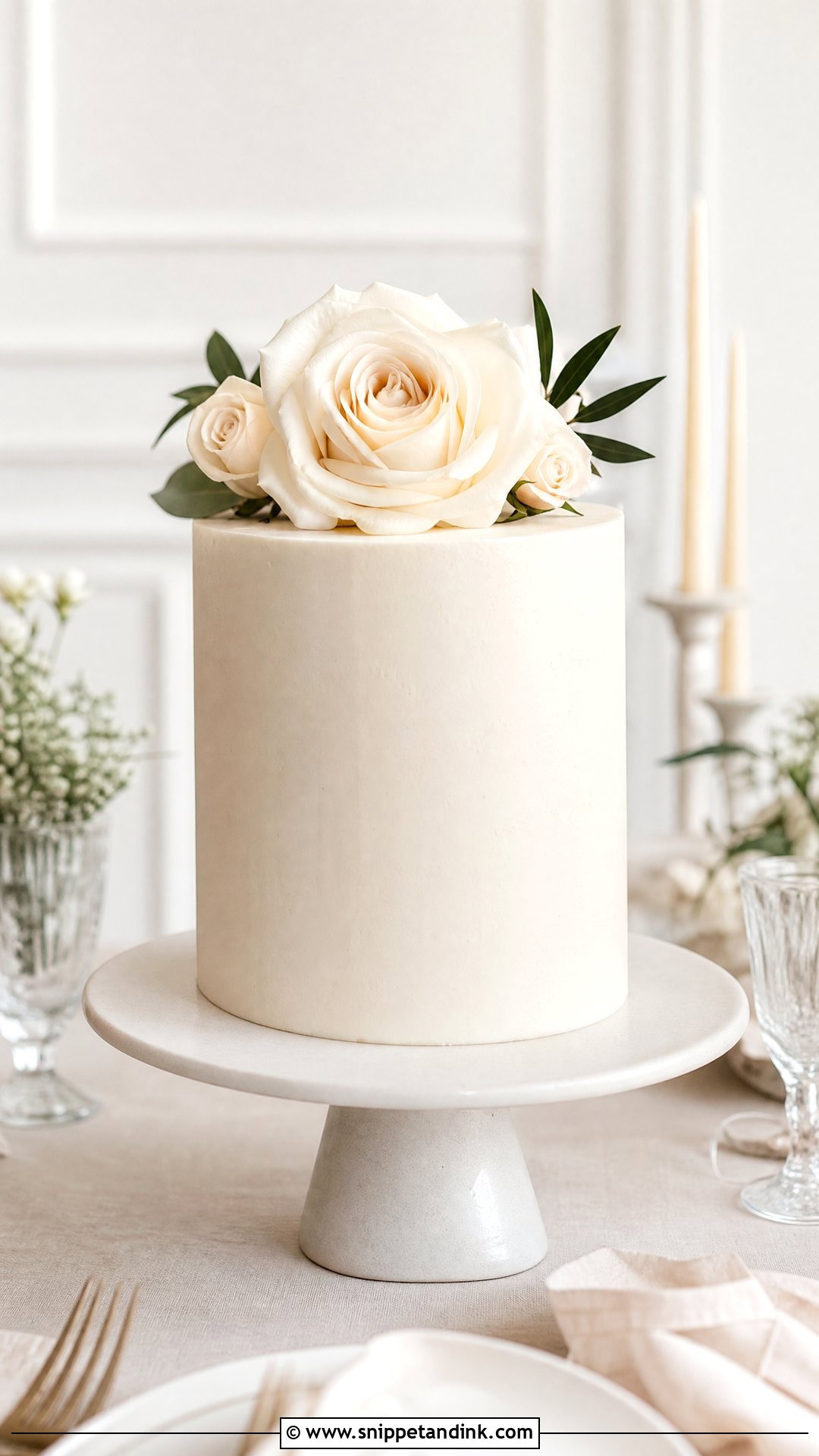 Minimalist Rose Wedding Cake - Snippet and Ink - 20 Roses Cake Design Ideas for Wedding