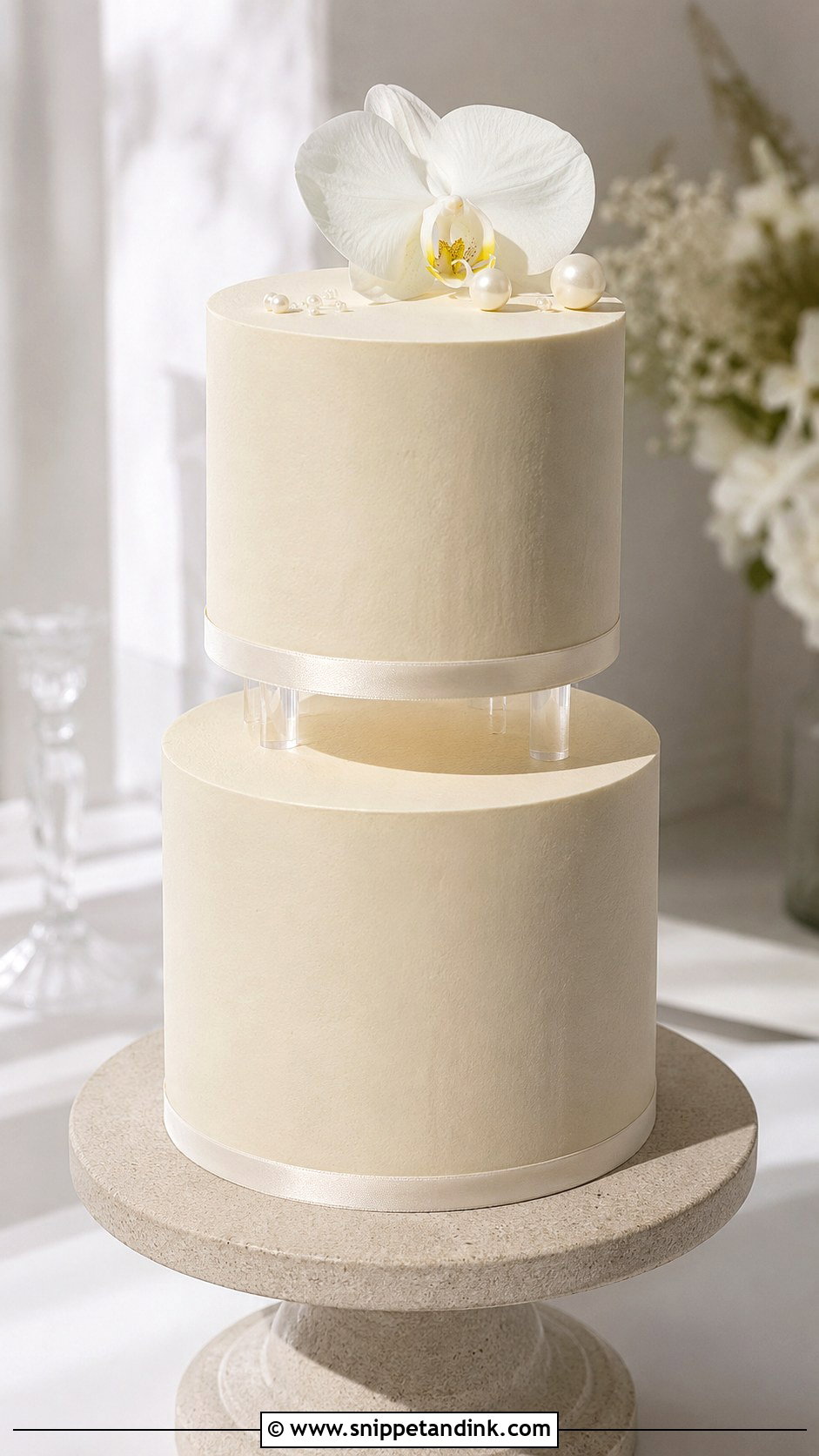 Minimalist Spacer Wedding Cake - Snippet and Ink - 20 Wedding Cake Ideas with Spacers
