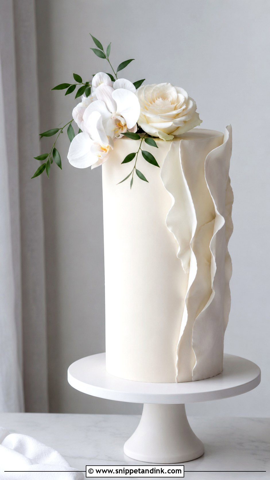 Minimalist Wedding Cake With Artificial Flowers - Snippet and Ink - 20 Wedding Cake Ideas with Artificial Flowers