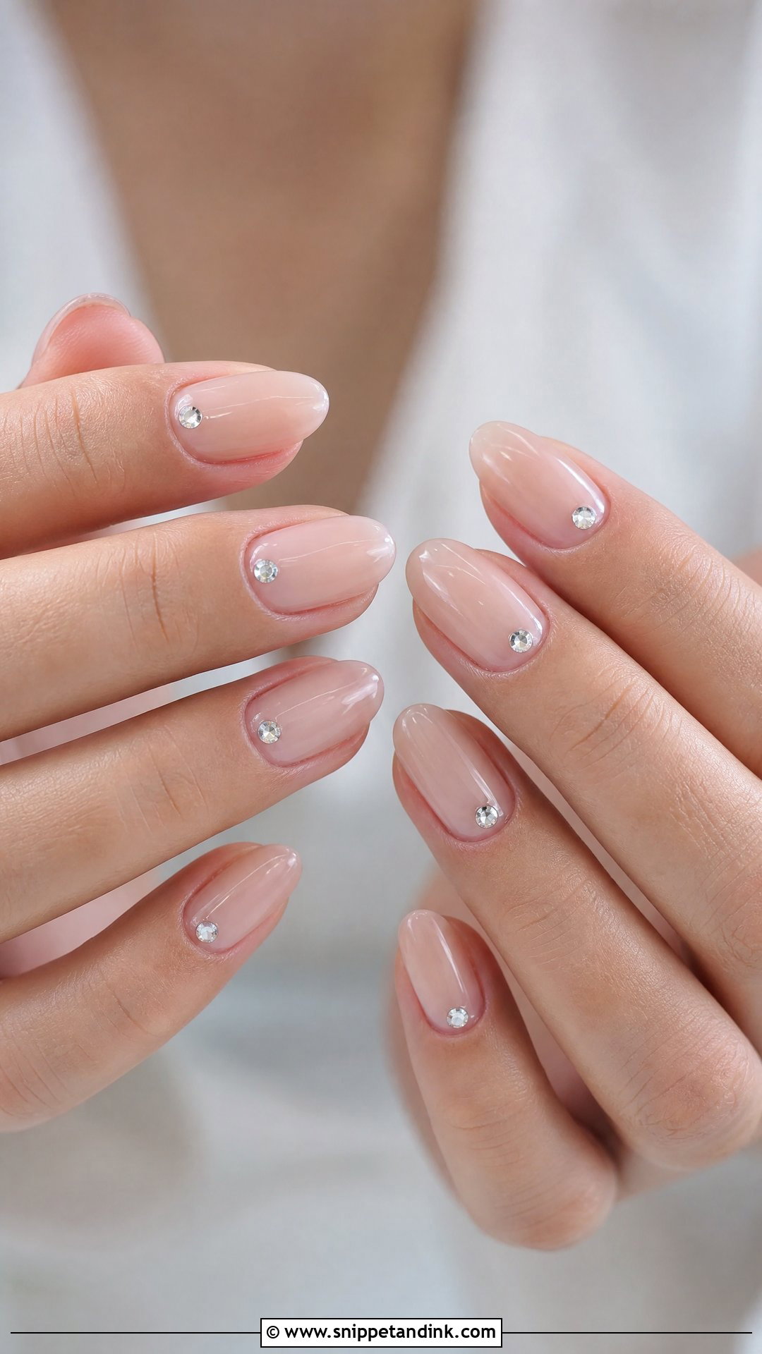 Minimalist Wedding Nails With Tiny Rhinestones - Snippet and Ink - 25 Nail for Wedding Ideas