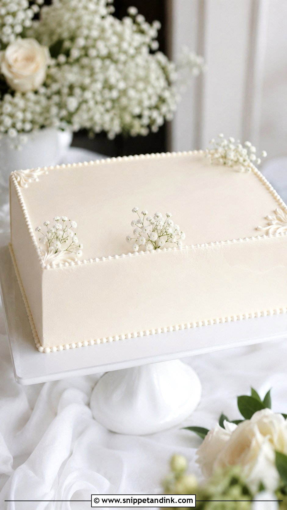 Minimalist White Sheet Cake For Wedding - Snippet and Ink - 20 Aesthetic Sheet Cake Ideas for Wedding